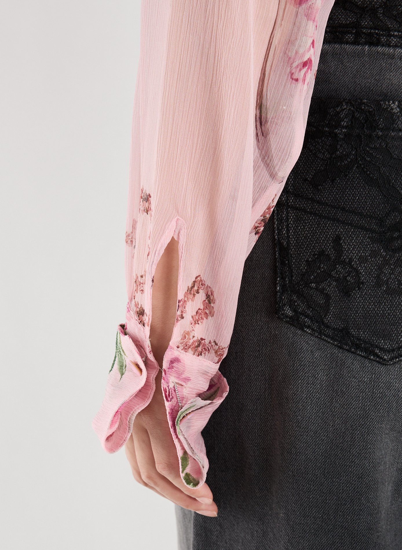 Floral print silk shirt BLUMARINE Pink
