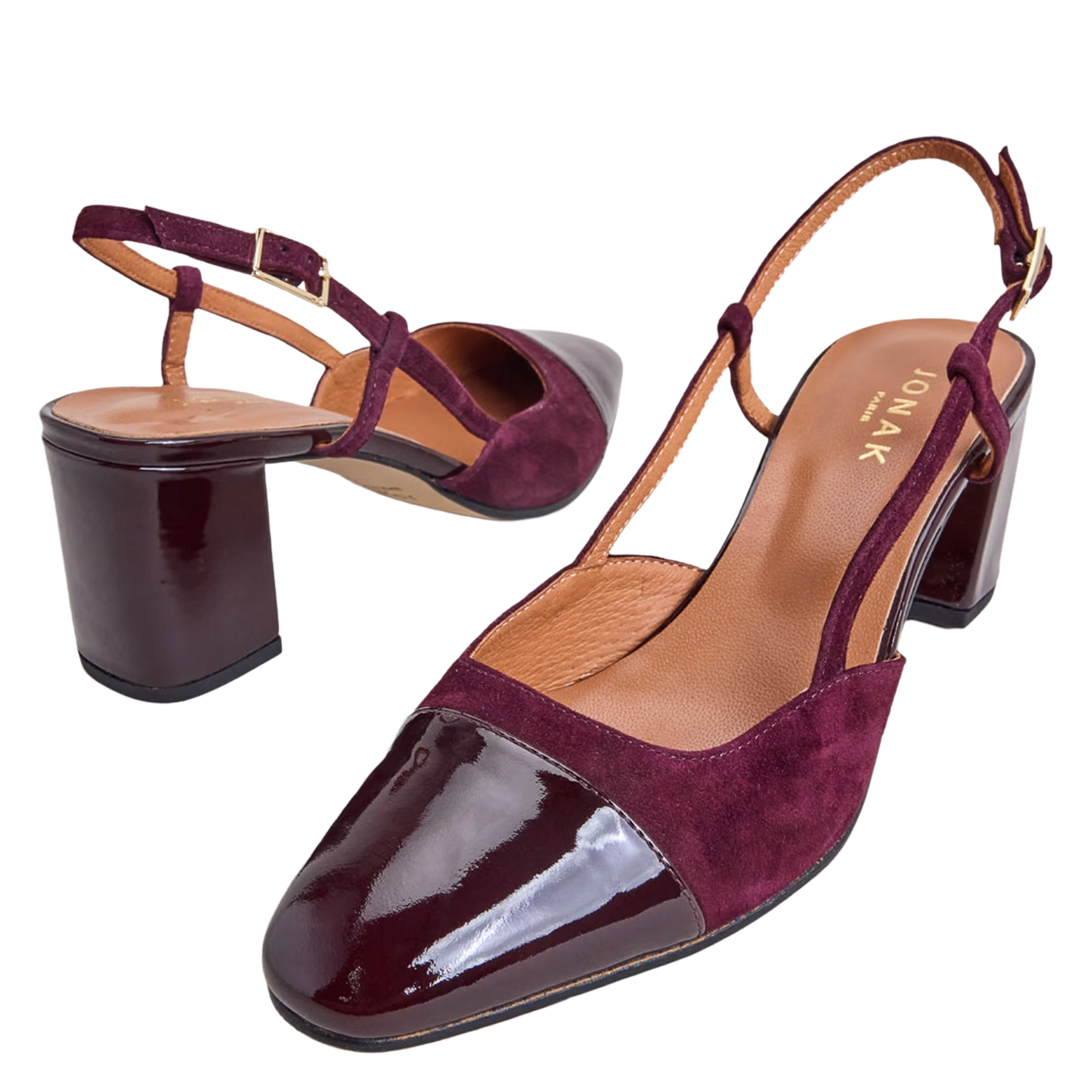 Slingbacks en cuir bi-matière dhapop JONAK Rouge