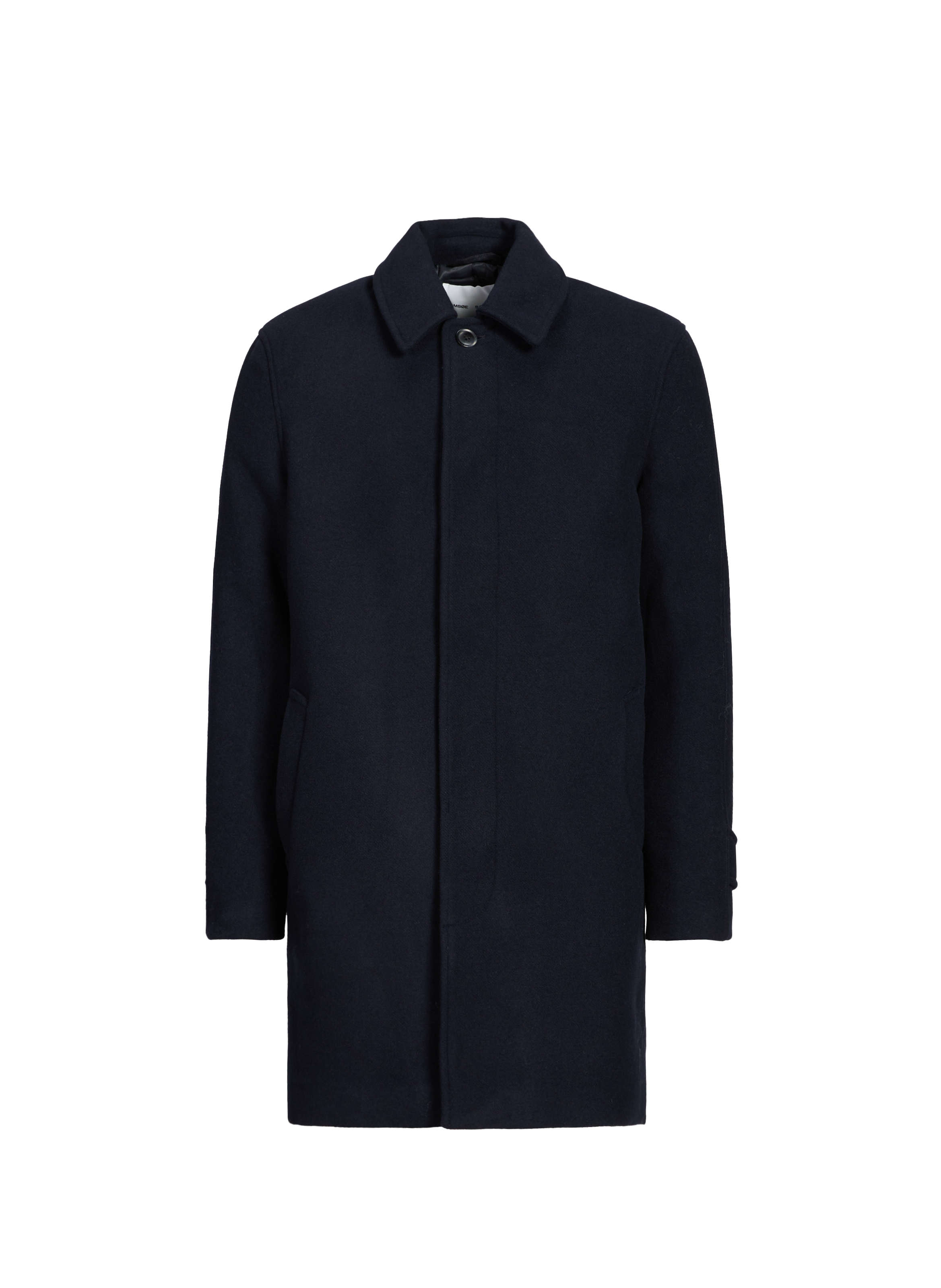 SAMSOE SAMSOE Classic Wool Blend Coat with Collar Blue