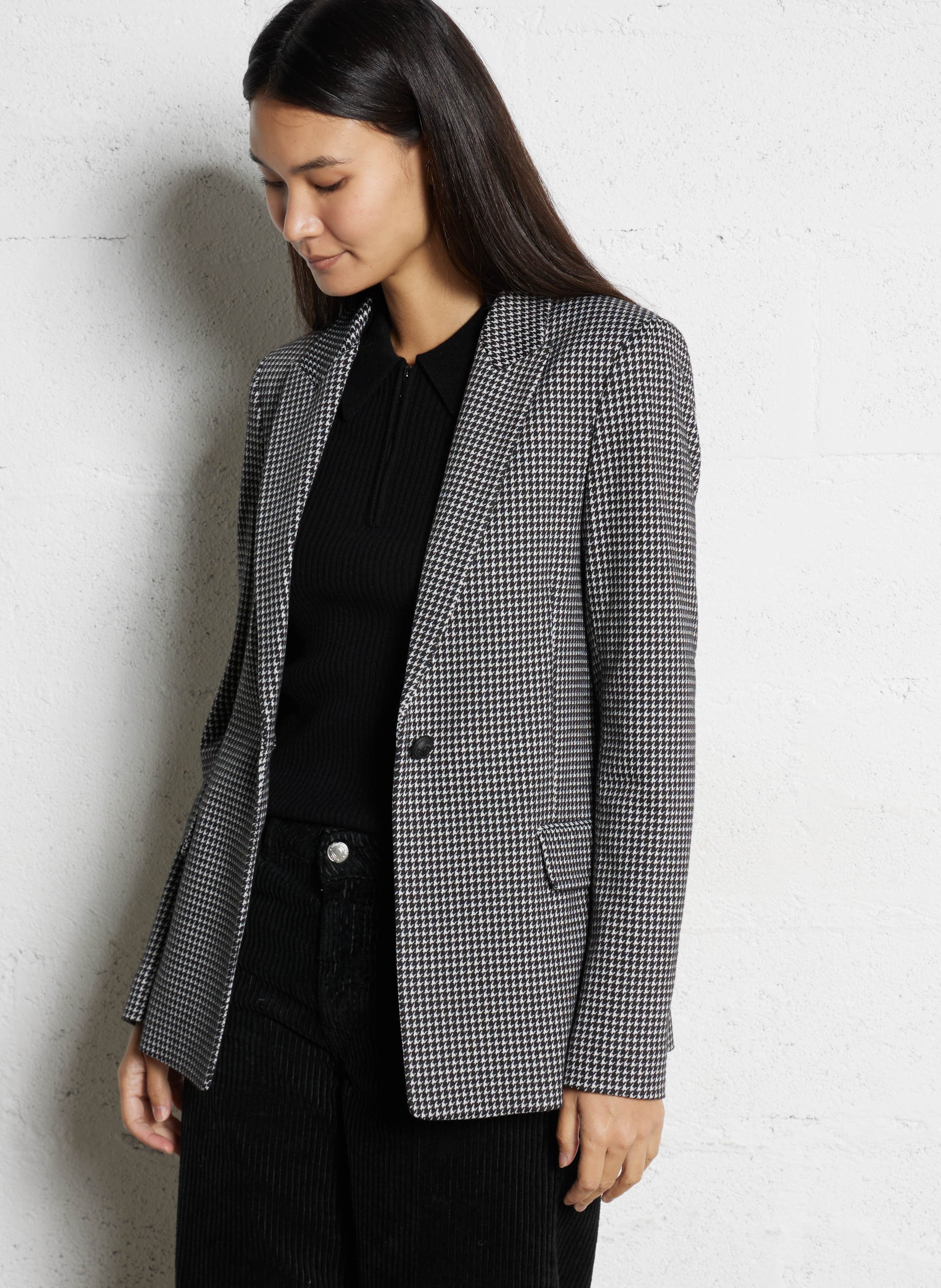 Veste tailleur droite imprimée IKKS Noir