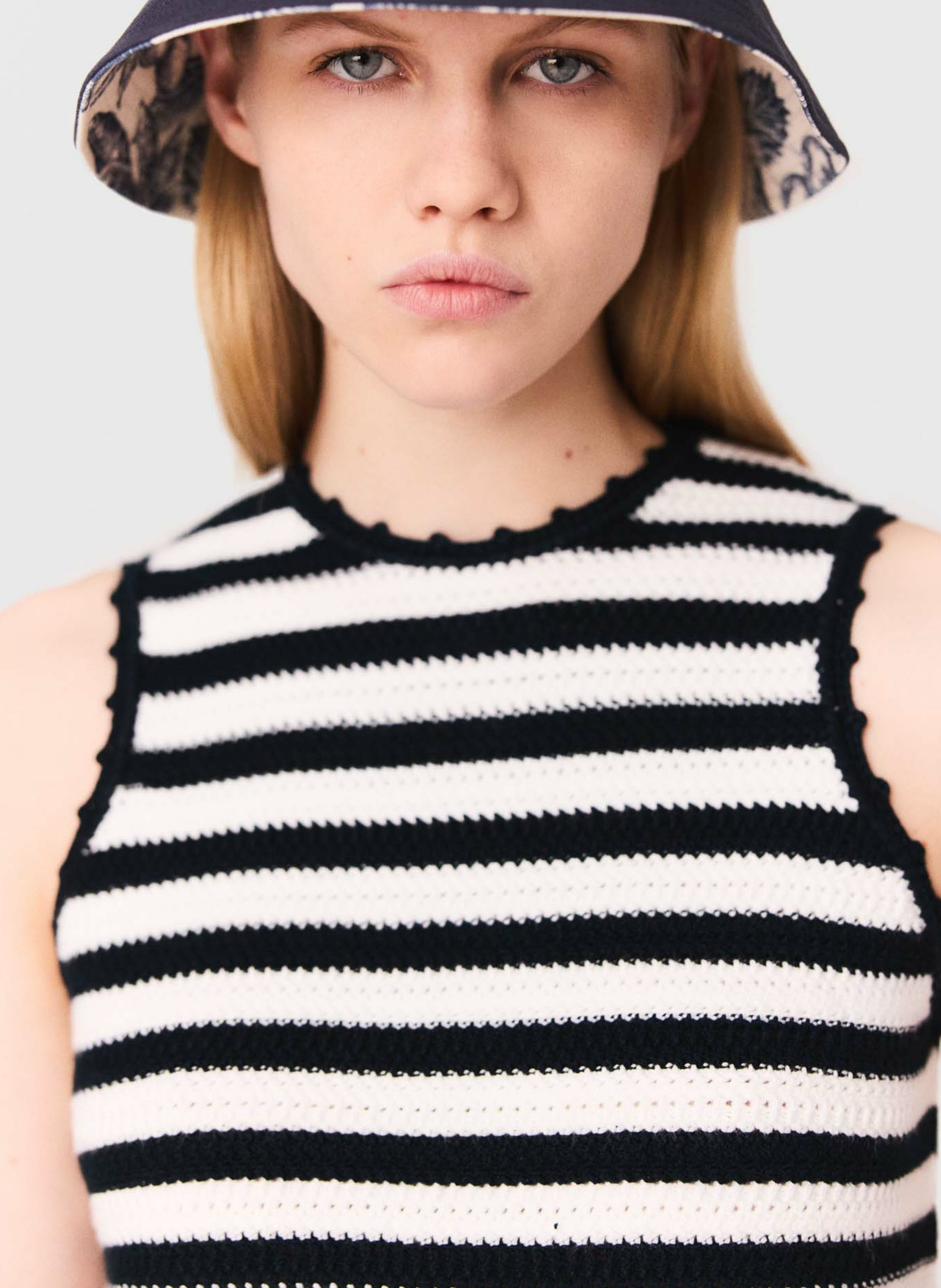 Débardeur rayé en maille Blanc