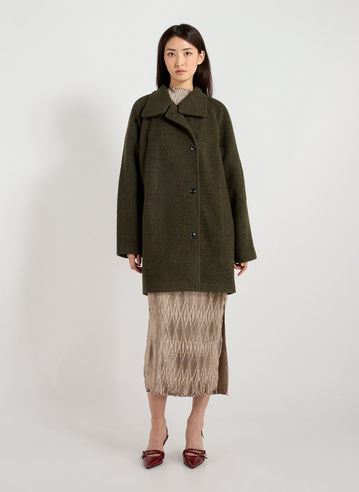 Veste droite col montant en laine mélangée SAMSOE SAMSOE Vert