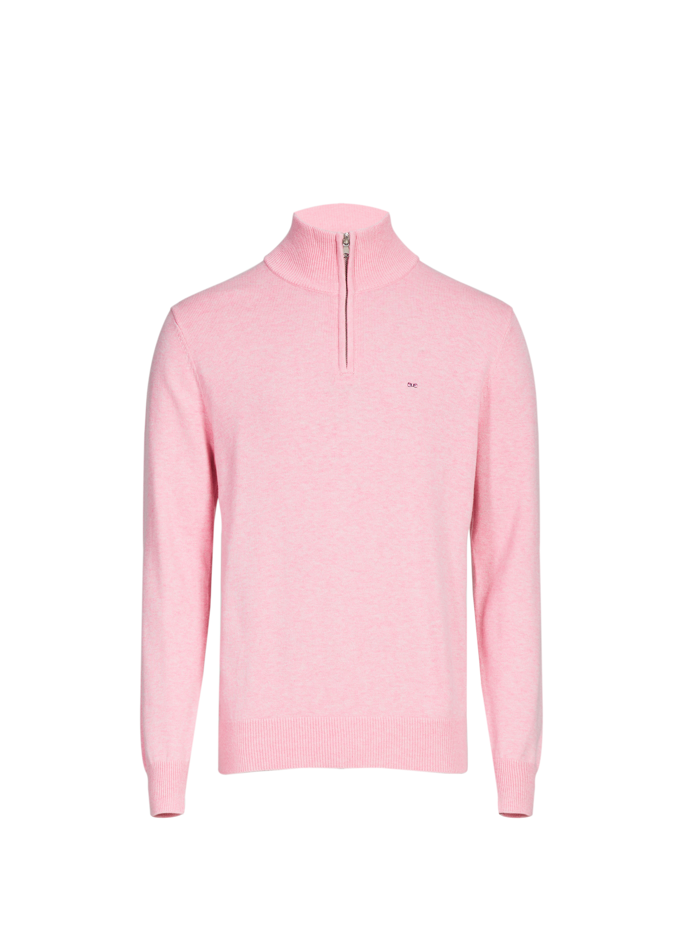 EDEN PARK Pull col zippé en laine et coton Rose