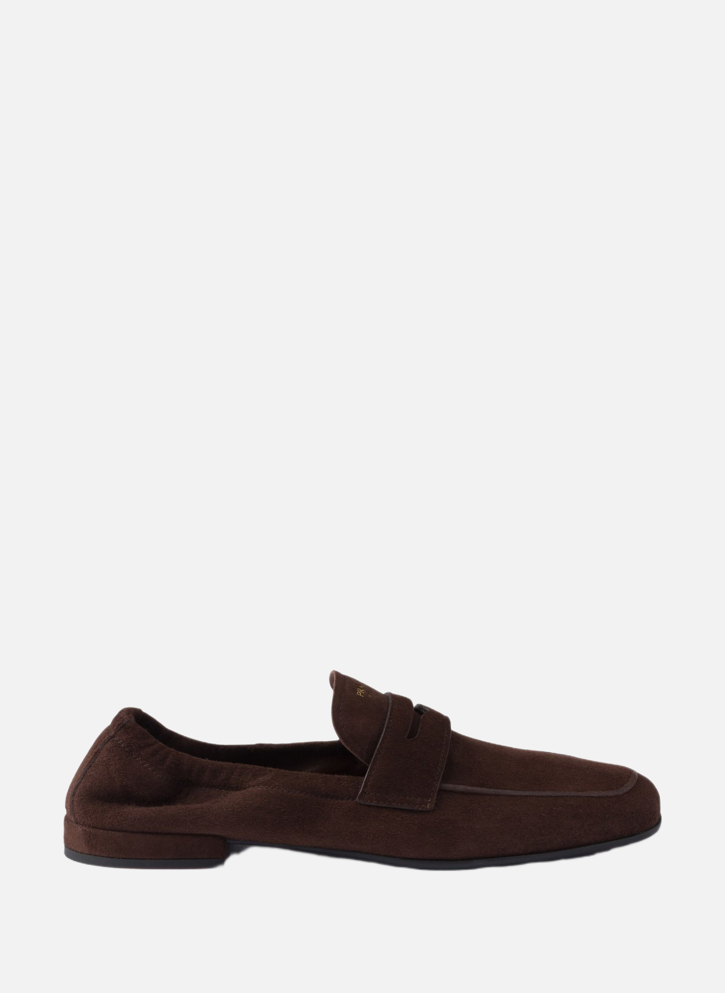 Mocassins shuffle en veau velours effet vieilli PRADA Marron