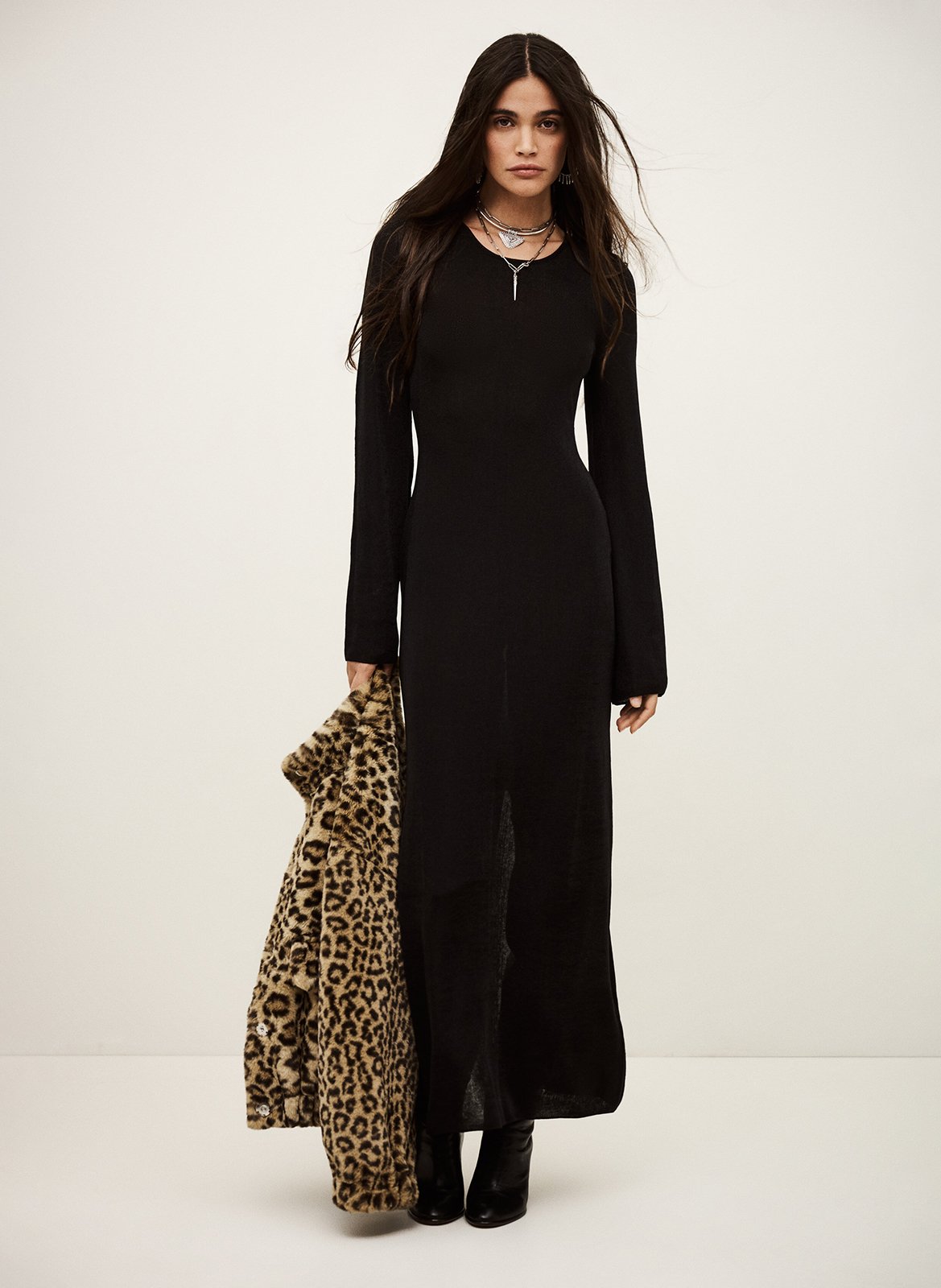 Robe longue col rond zimmie BA&SH Noir