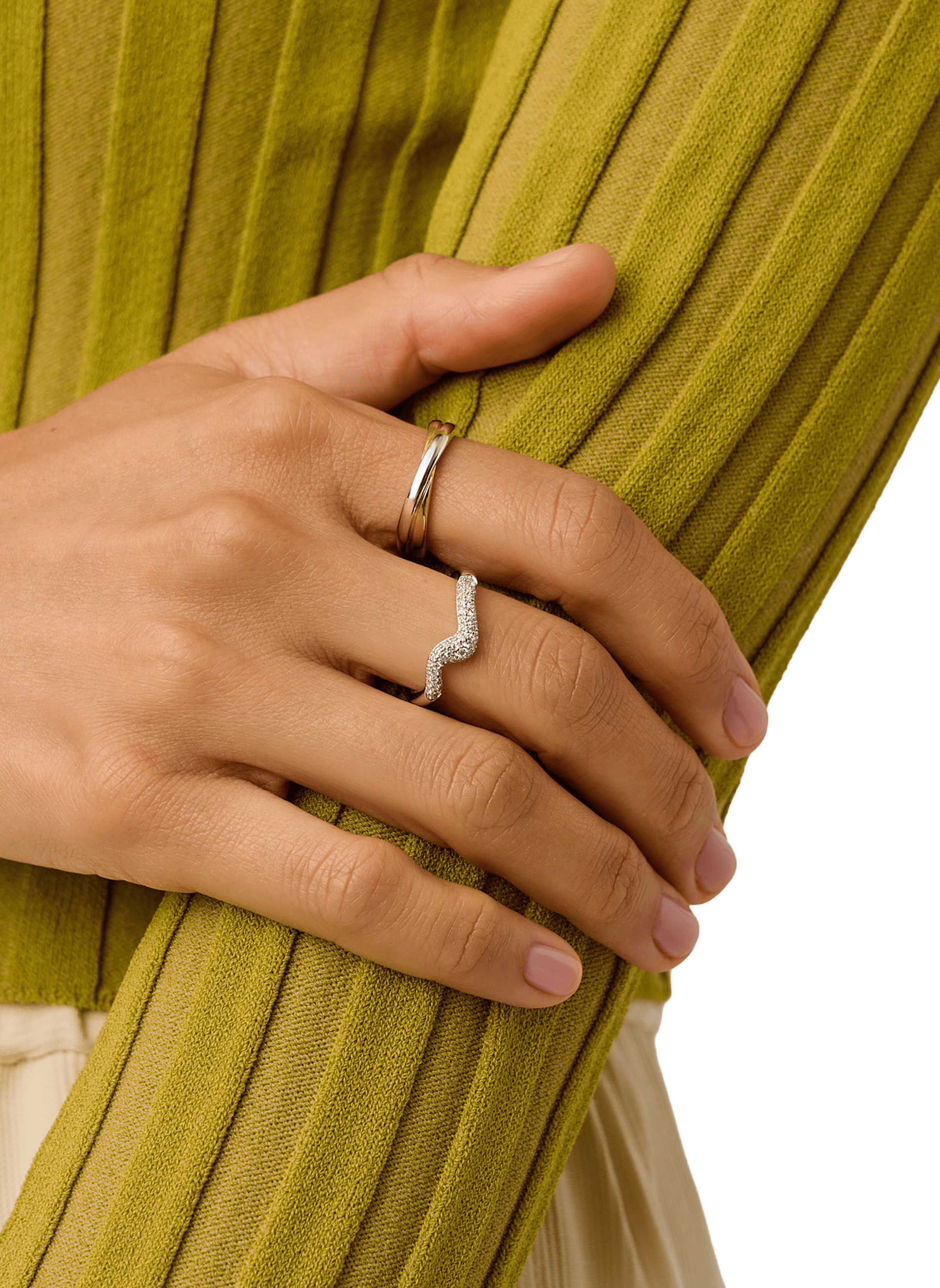 Wave Ring Molten Snow in mixed silver MISSOMA Silver