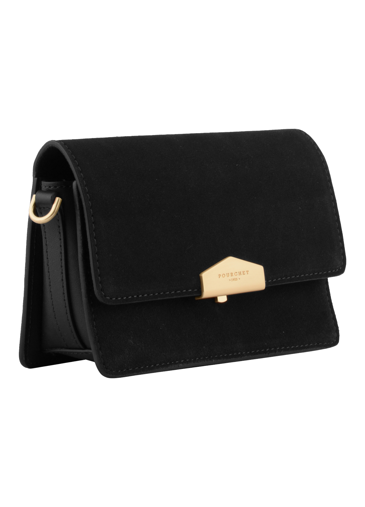 Anjou Daim | Sac à main nano en cuir de vachette POURCHET Noir