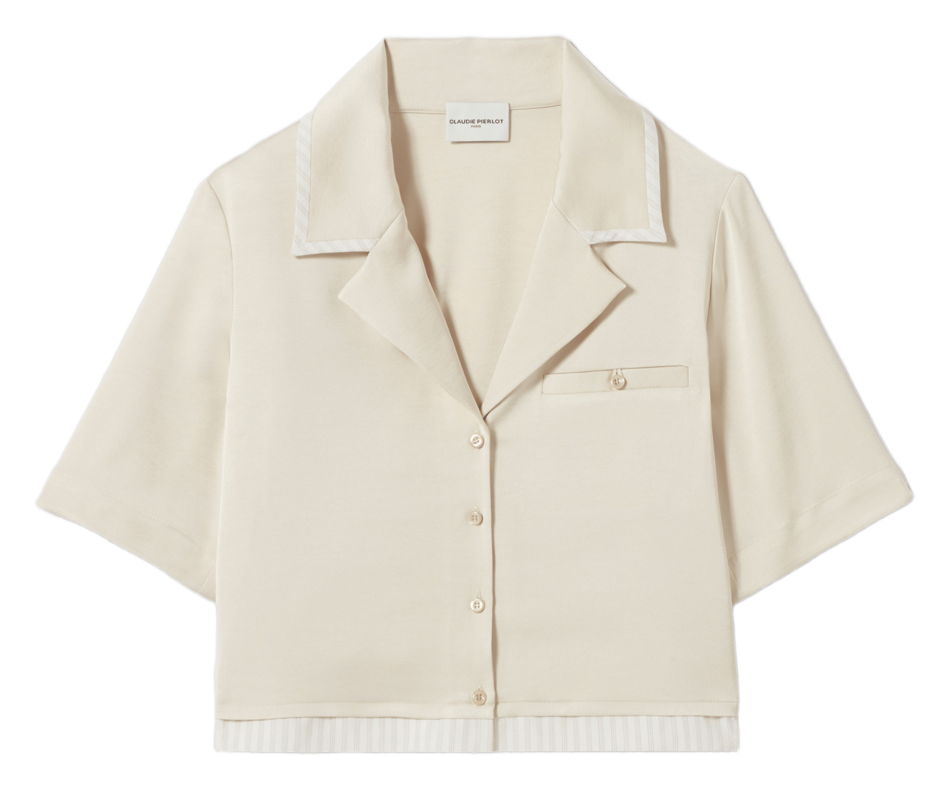 Chemise oversize col tailleur satinée CLAUDIE PIERLOT Beige