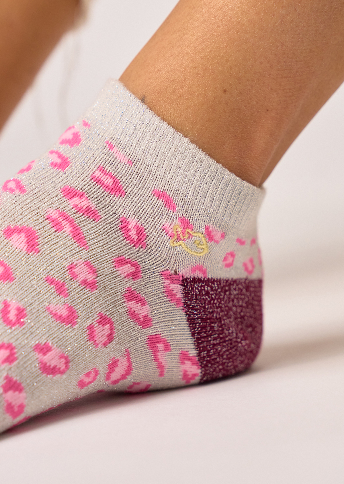 Socquettes en coton peigné leopard BILLYBELT Blanc