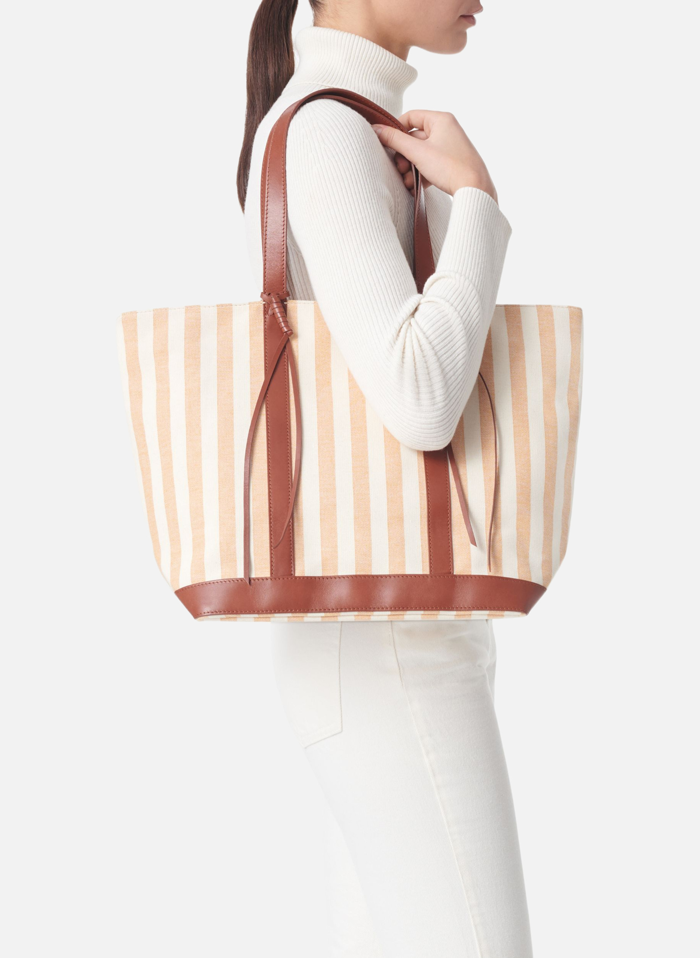 Cabas l en coton rayé VANESSA BRUNO Jaune