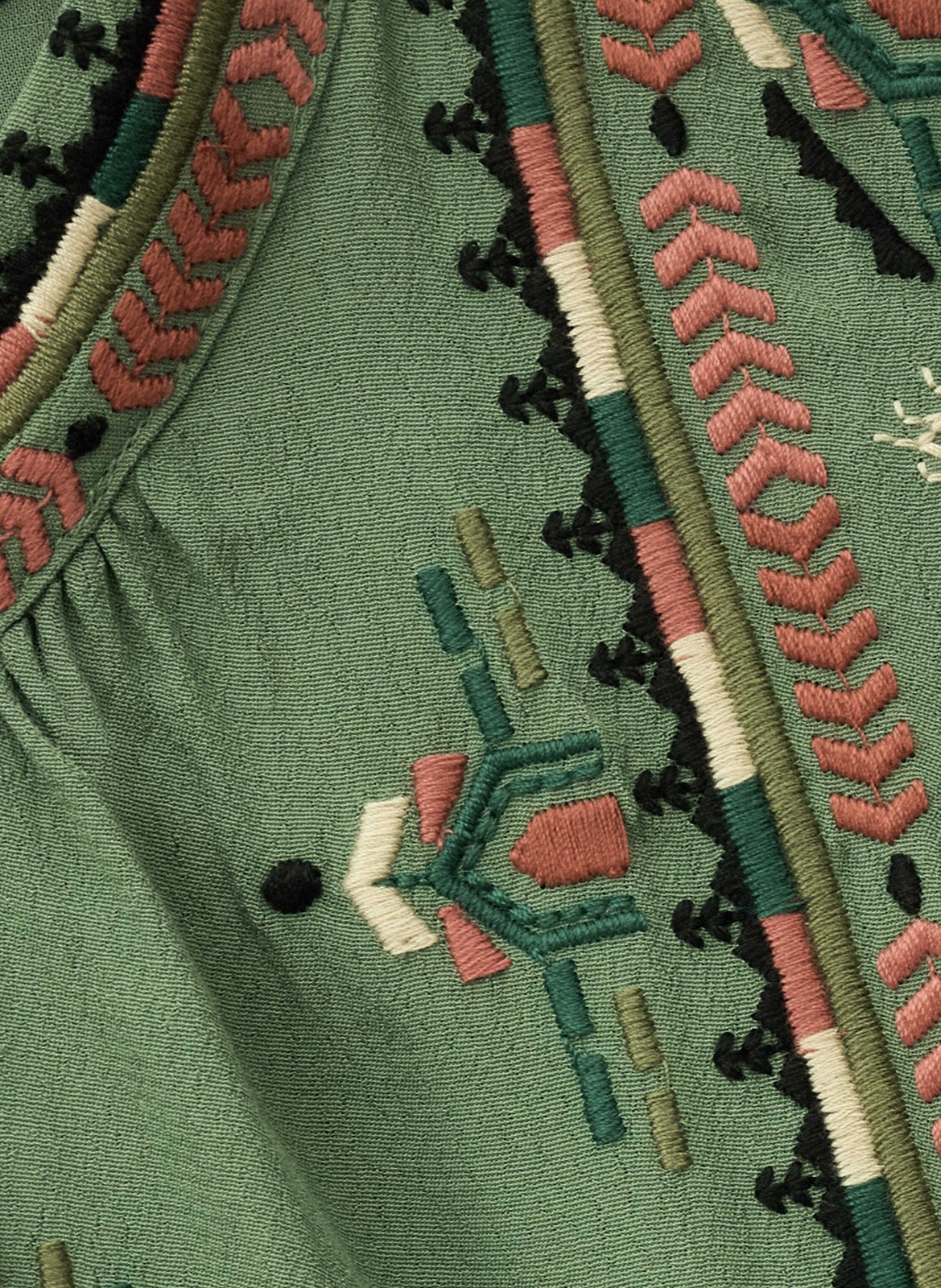 Robe courte ample brodée telma BA&SH Vert