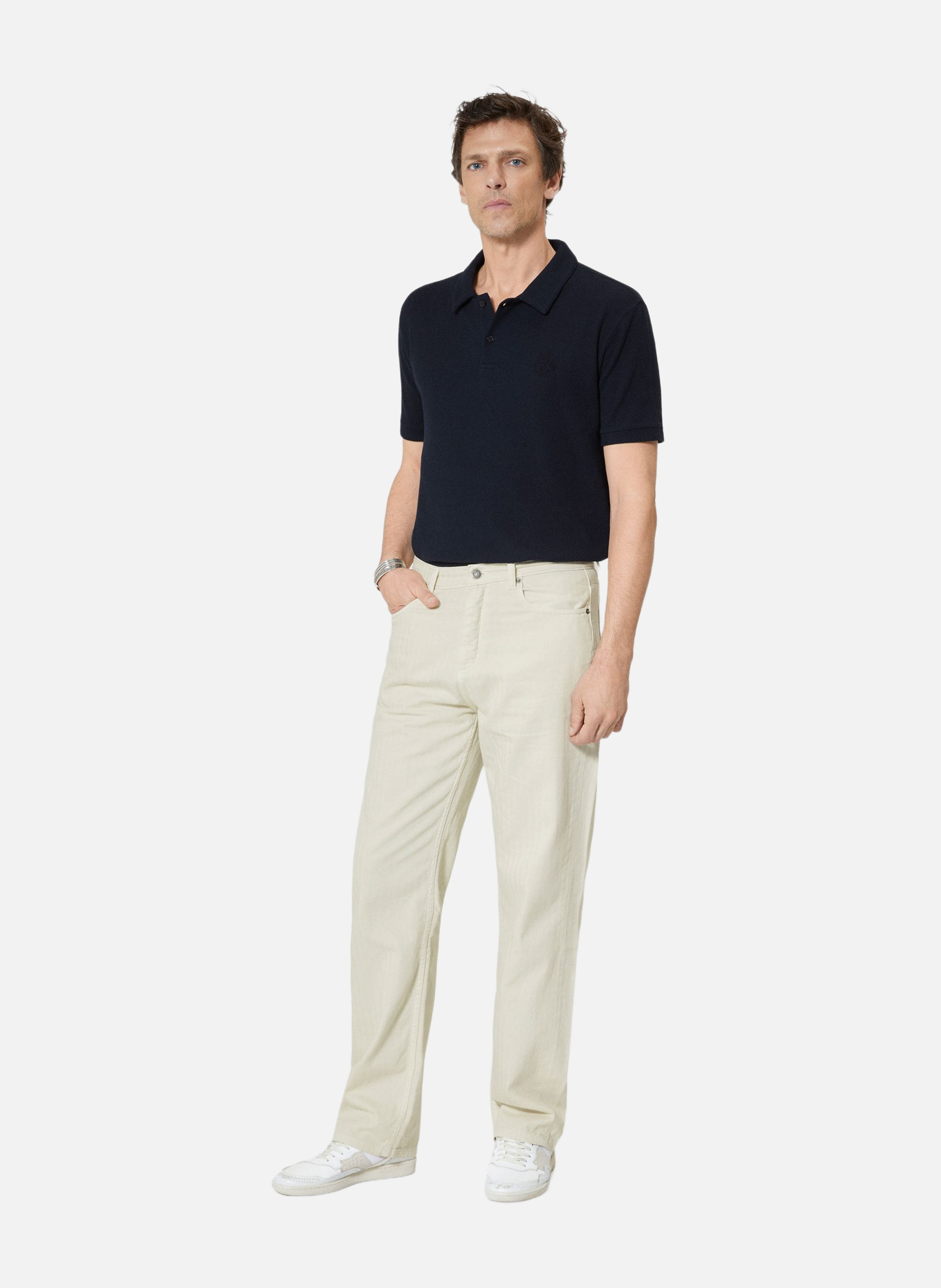 Jean droit avec chevron délavé THE KOOPLES Beige