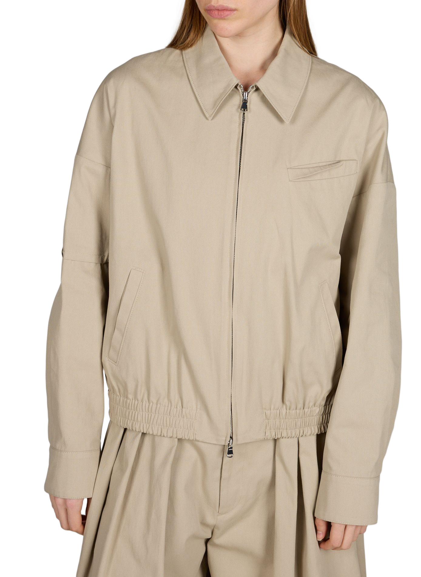 Veste unie col classique en coton TIBI Beige