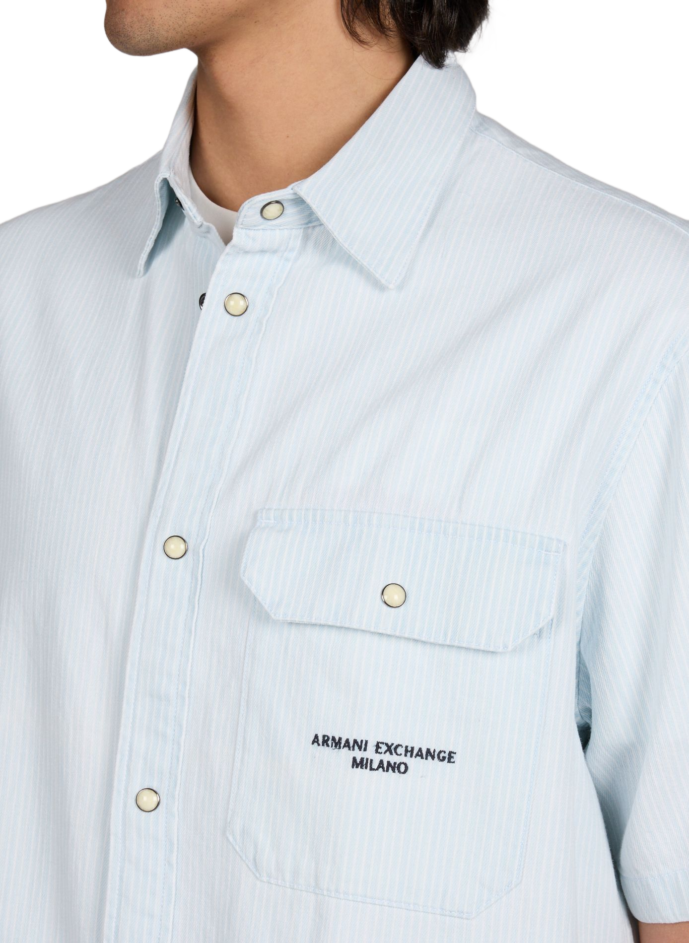 Chemise droite rayée en coton ARMANI EXCHANGE Multicolore