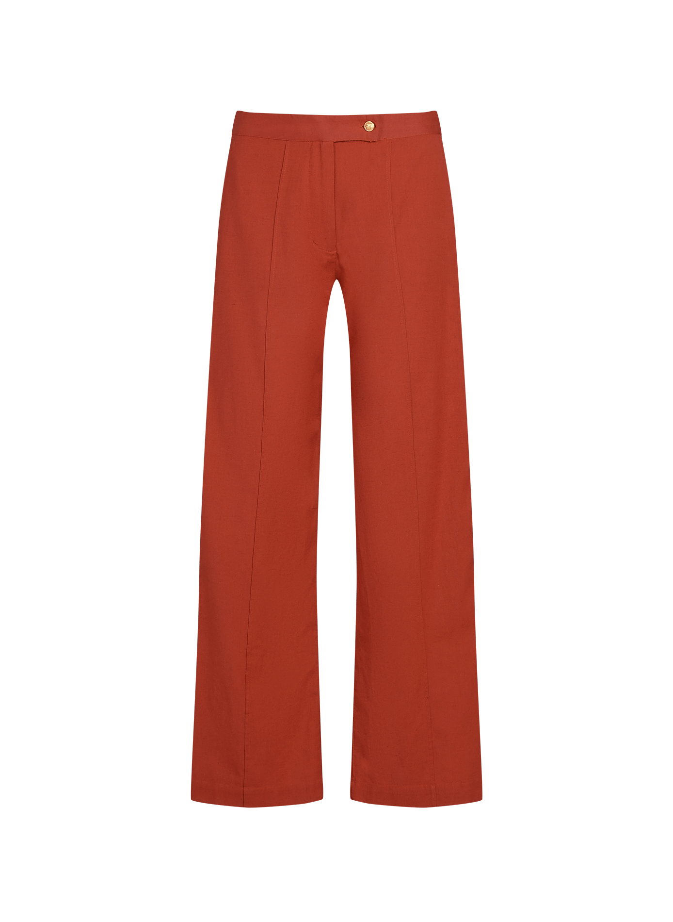 Pantalon droit Vilinnen en coton et lin VILA Rouge