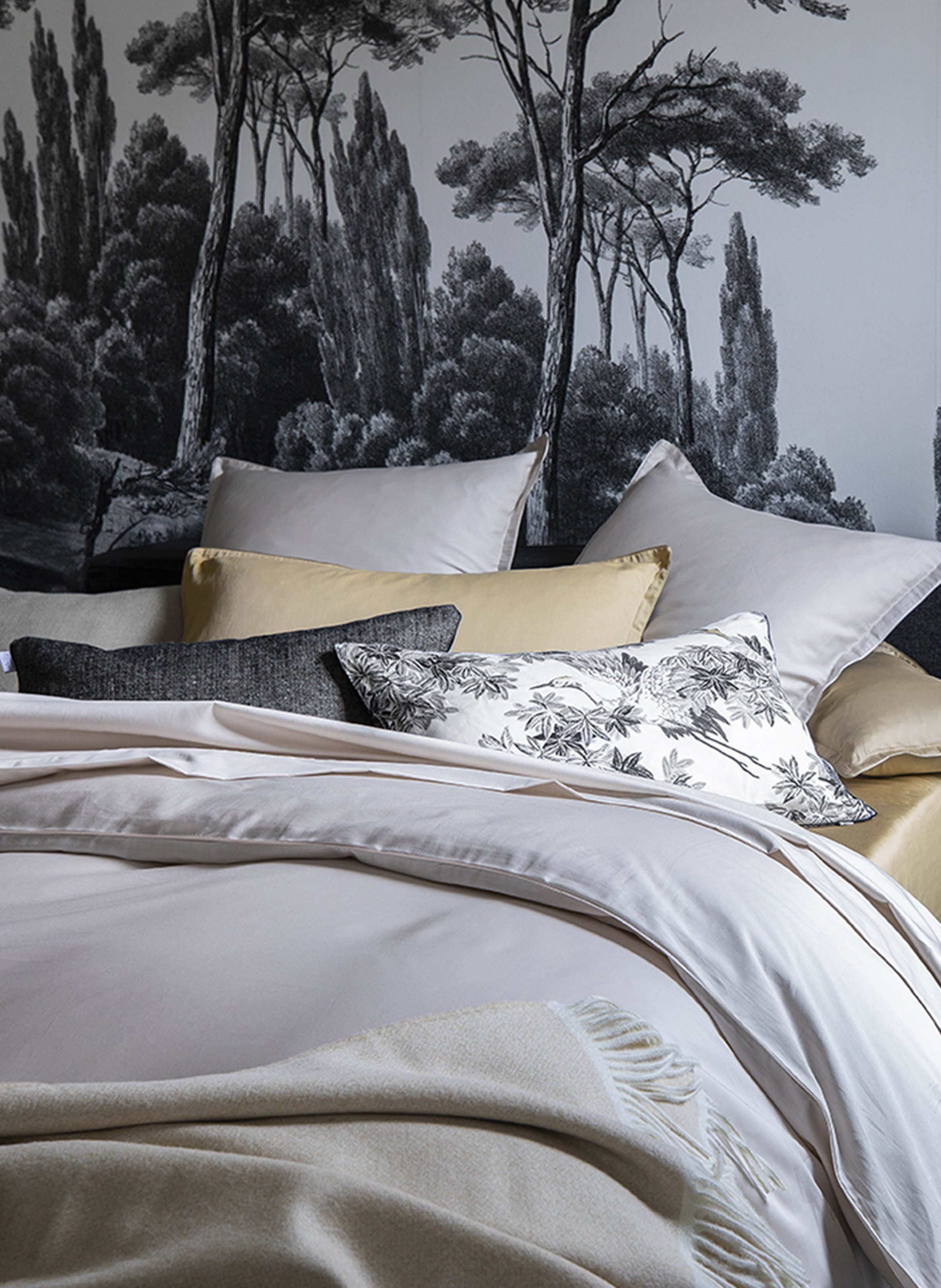 Housse de couette unie en satin de coton bio, teophile  Beige lune