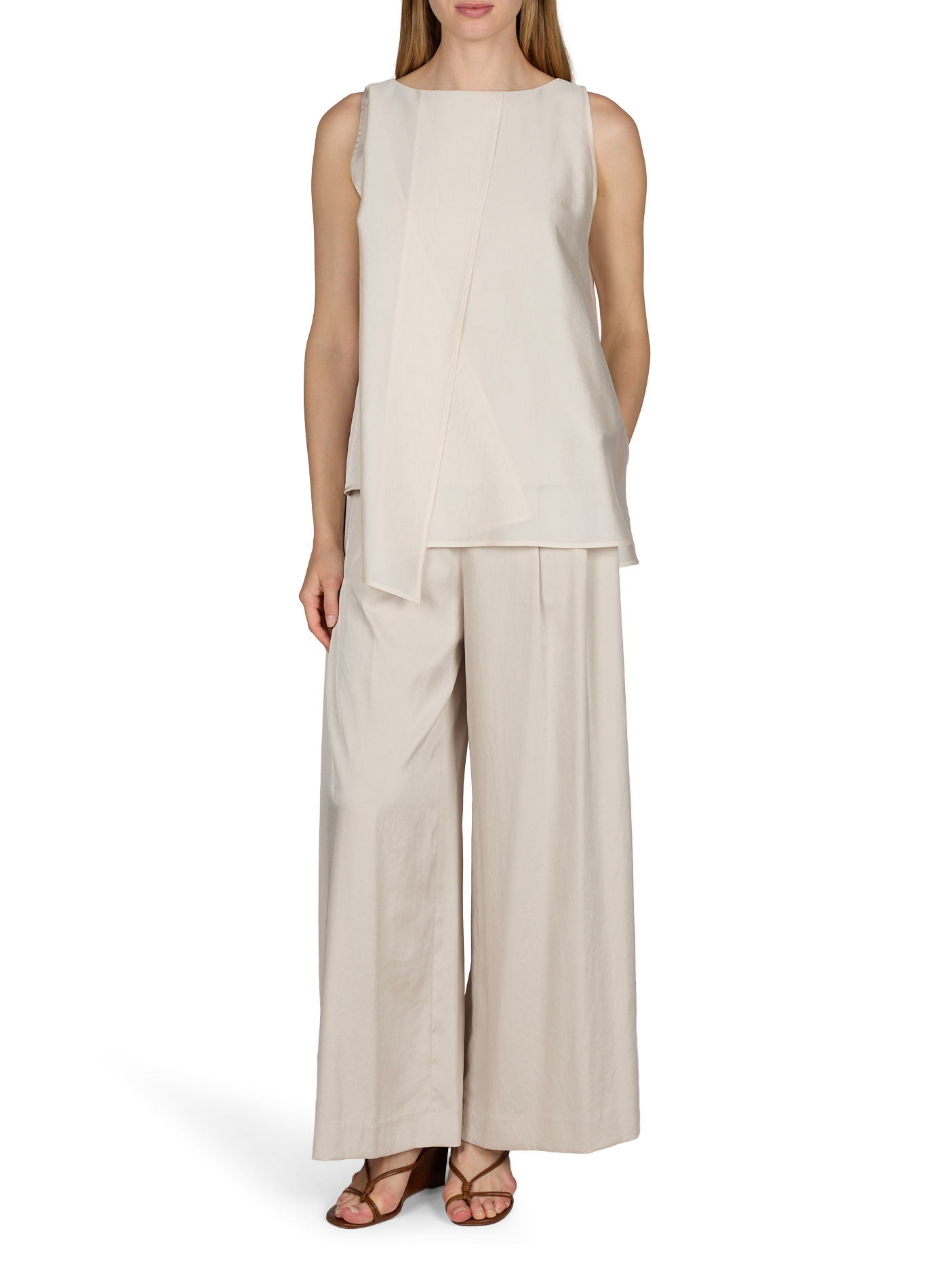 Blouse Raya évasée sans manches R2W Beige