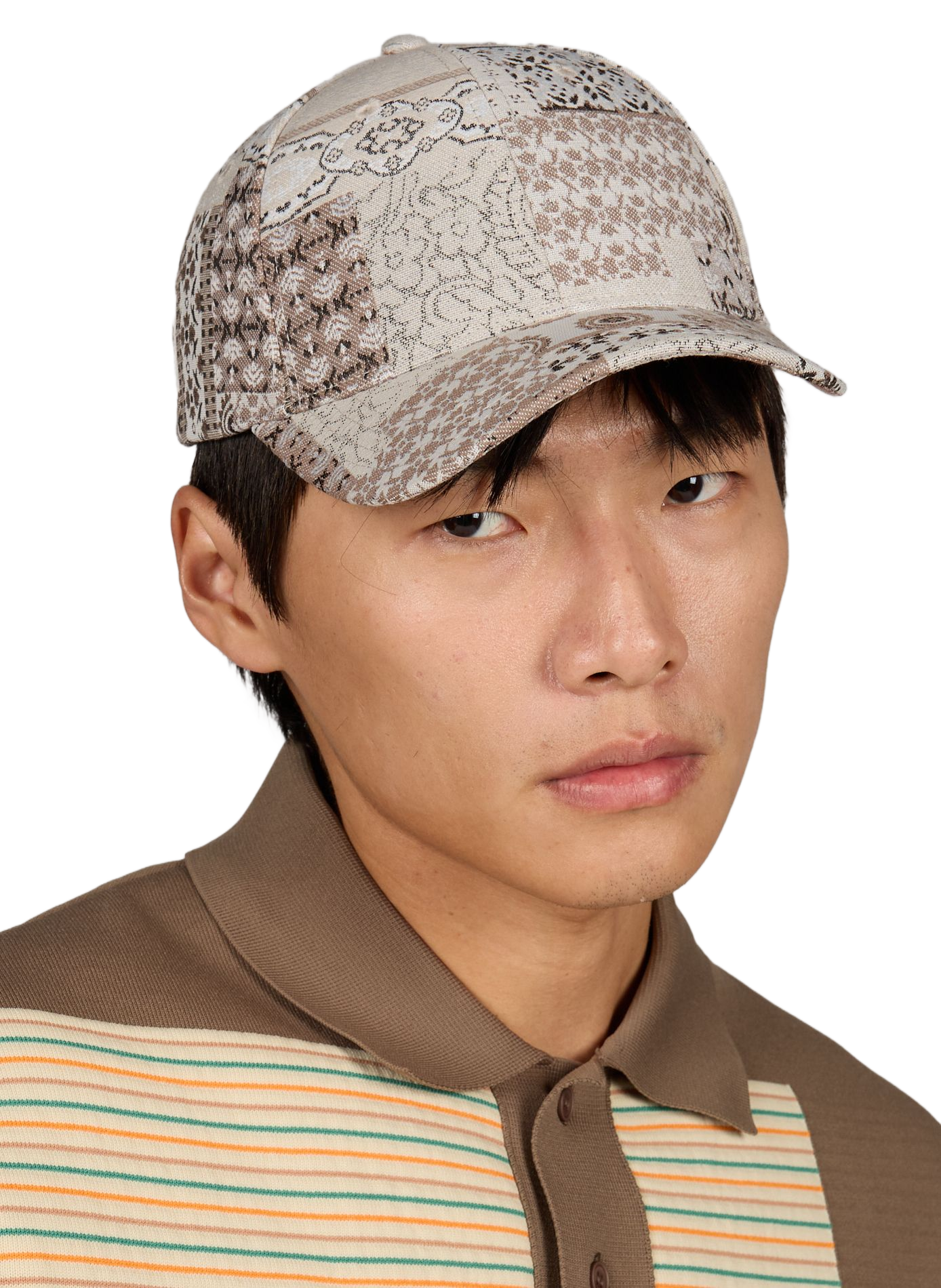 Jacquard patchwork cotton blend cap LES DEUX Beige