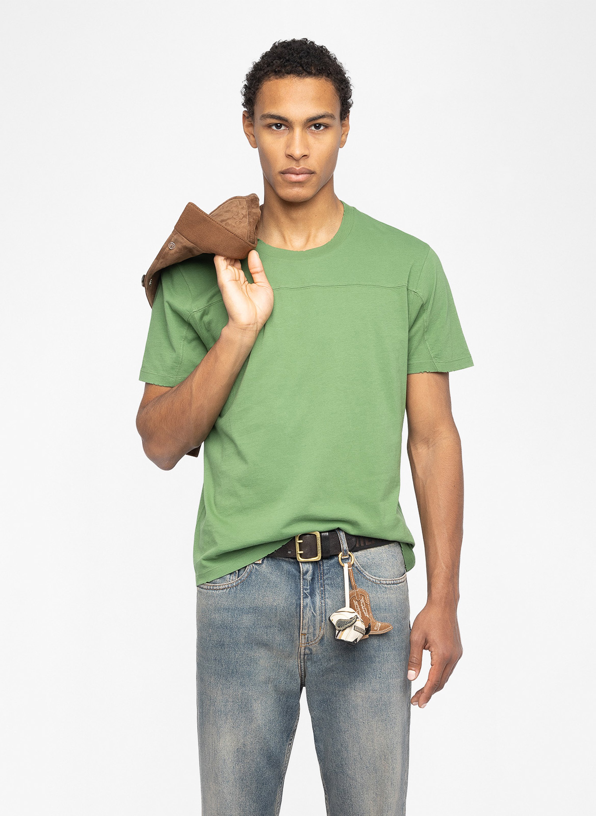 Straight round-neck cotton T-shirt with Tommy screen print ZADIG&VOLTAIRE Green