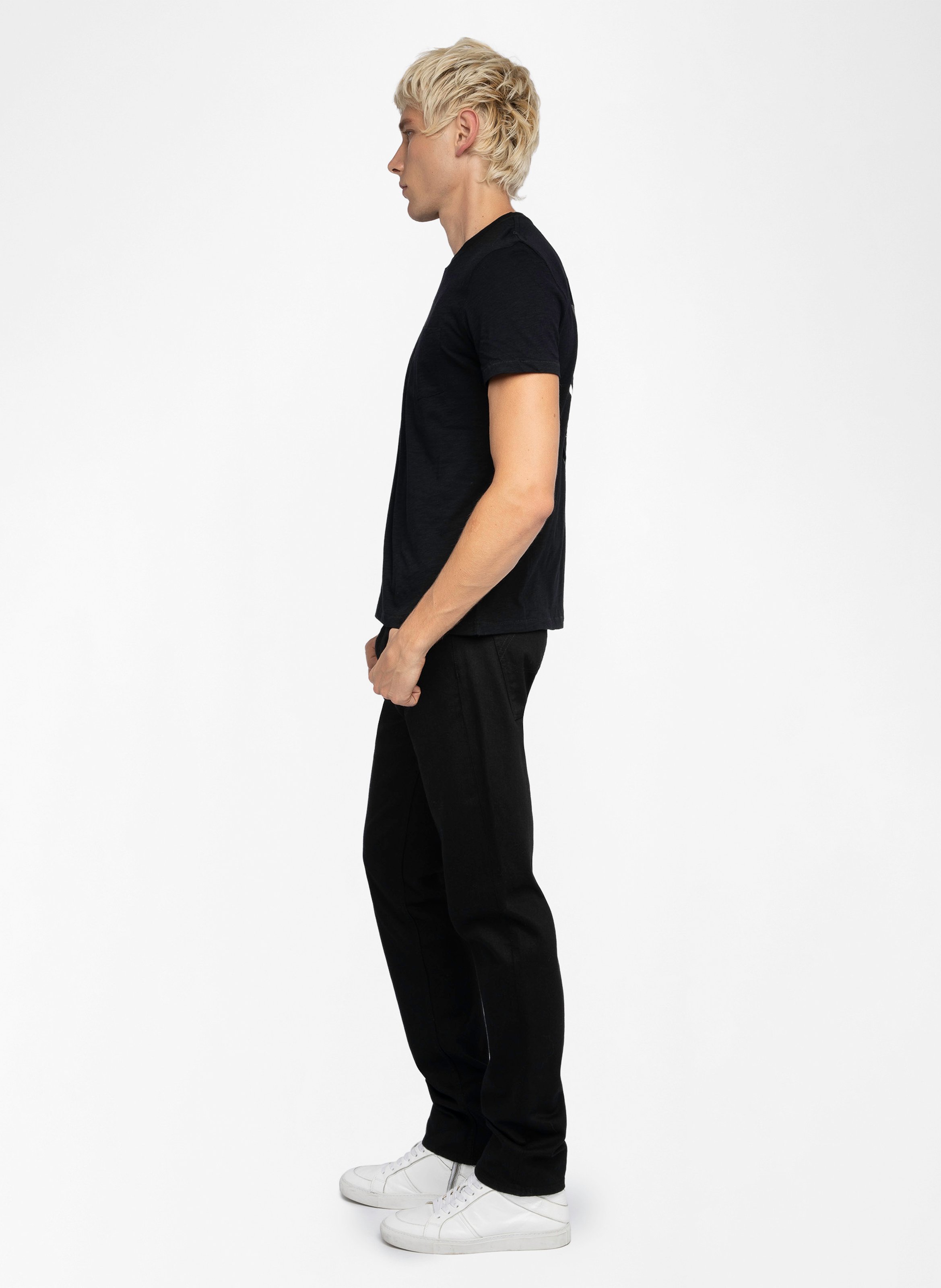 Tee-shirt droit col rond sérigraphié en coton stockholm ZADIG&VOLTAIRE Noir