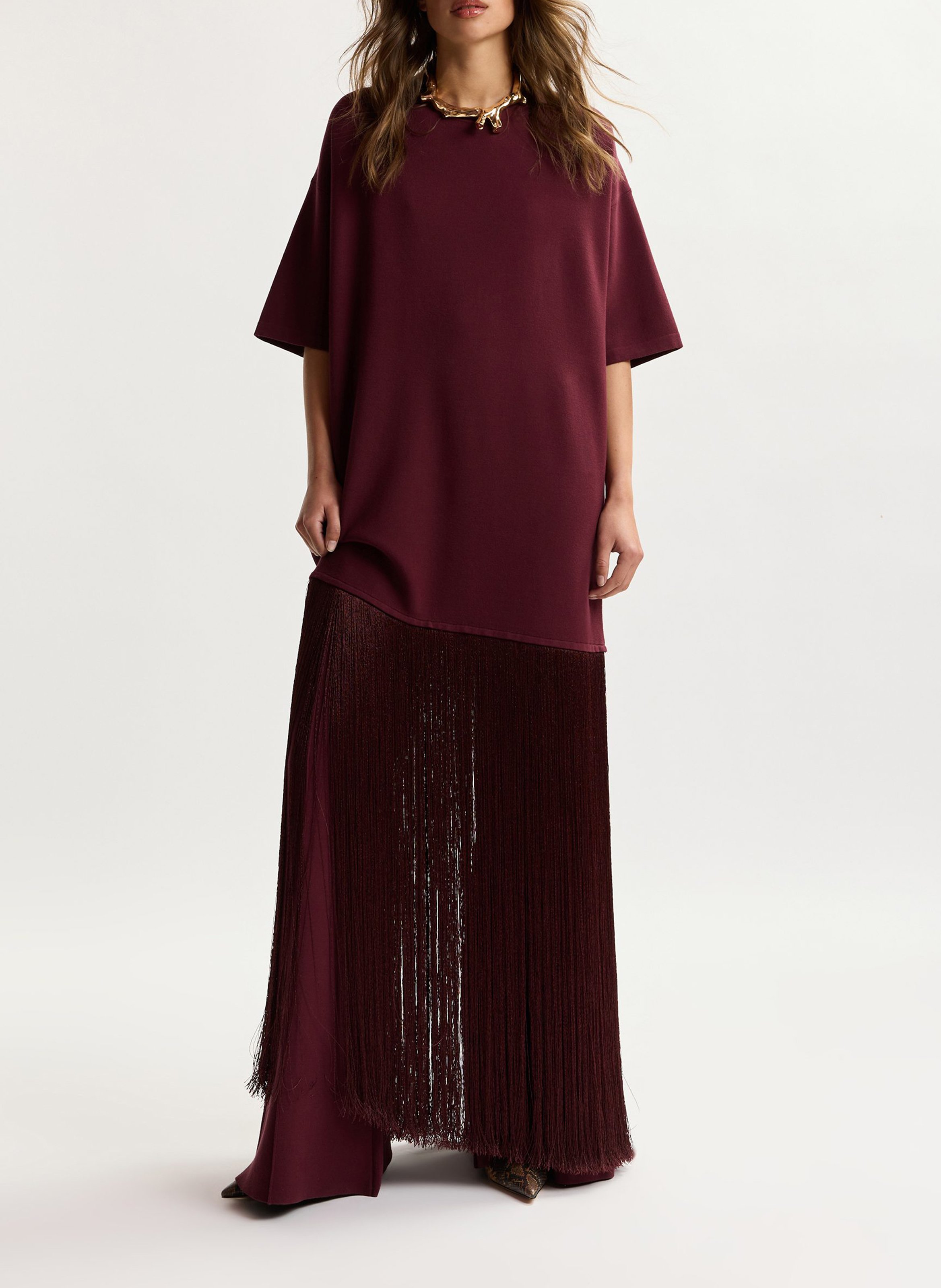 Robe courte col rond à franges keremony ESSENTIEL ANTWERP Rouge