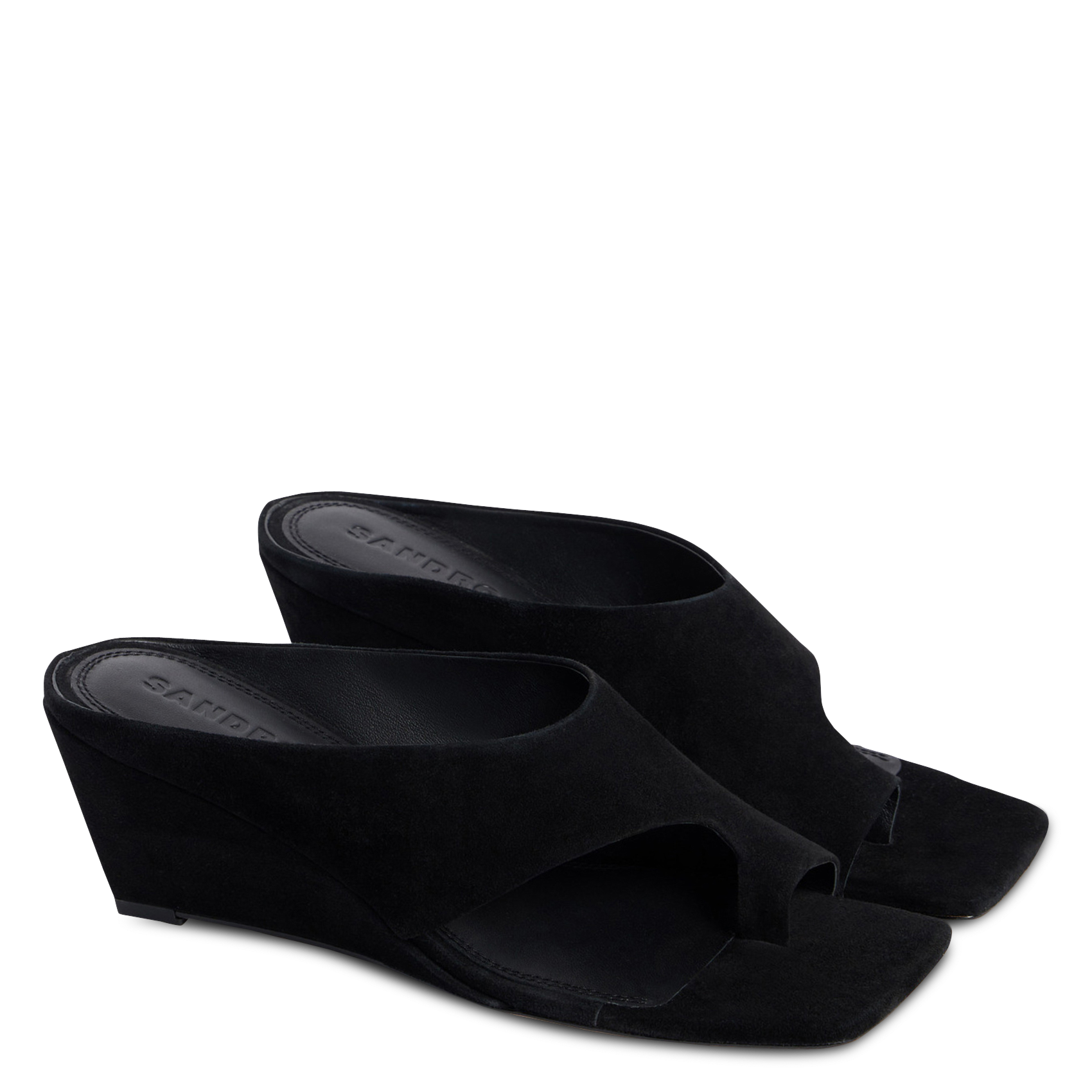 Mules compensées en cuir SANDRO Noir
