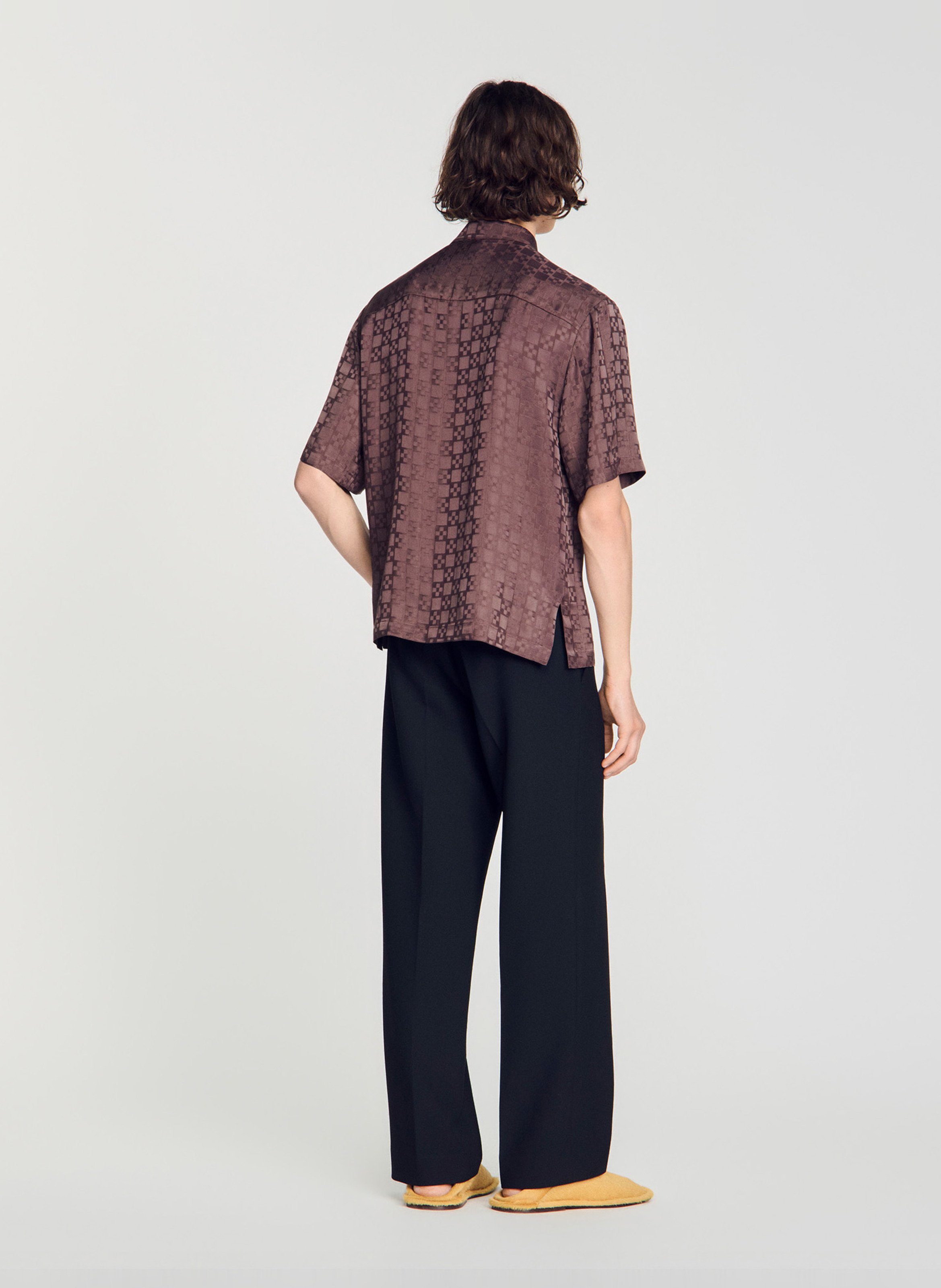 Chemise droite col classique à carreaux SANDRO Marron