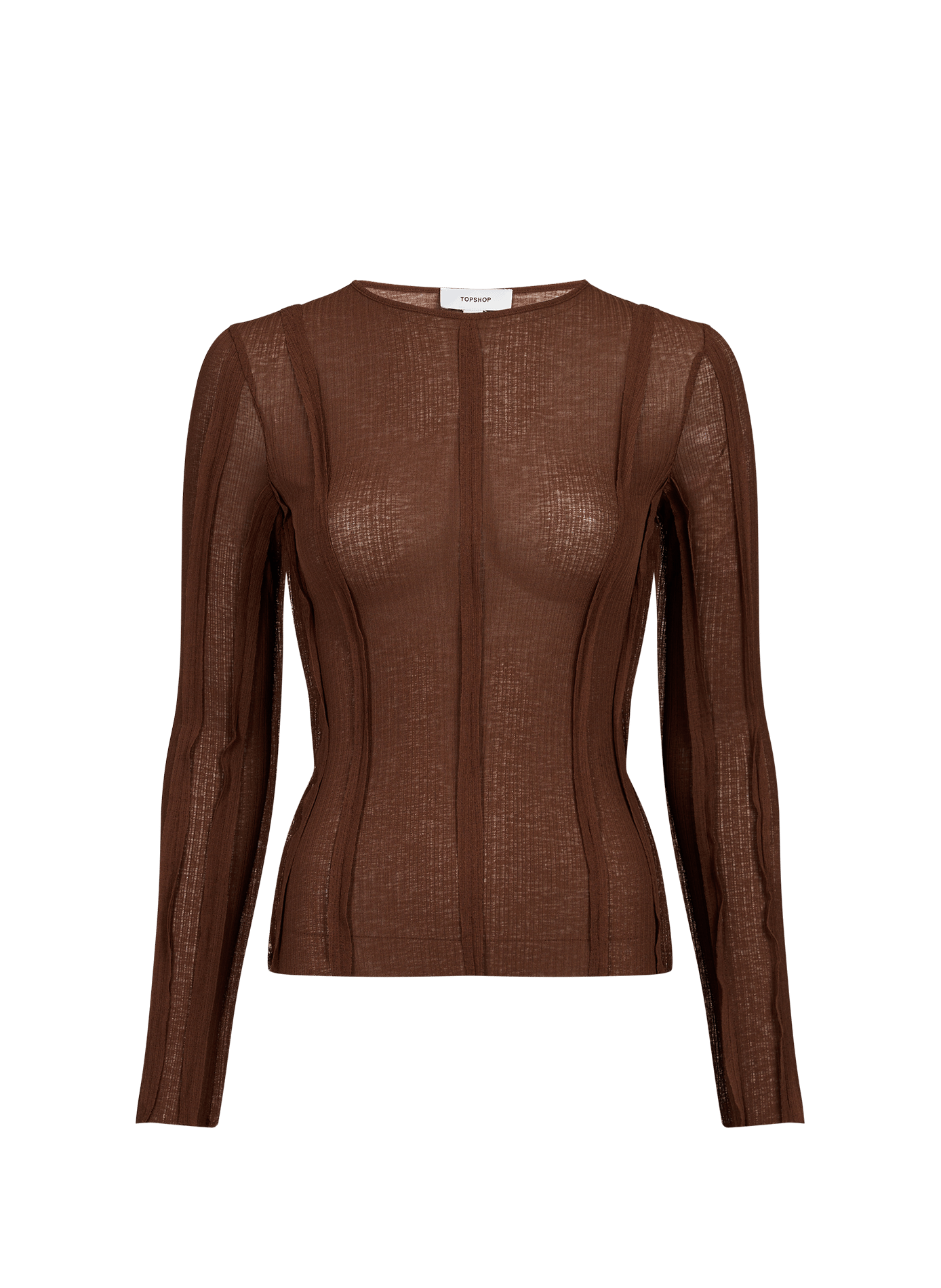 Fitted long-sleeve Belma T-shirt TOPSHOP Brown