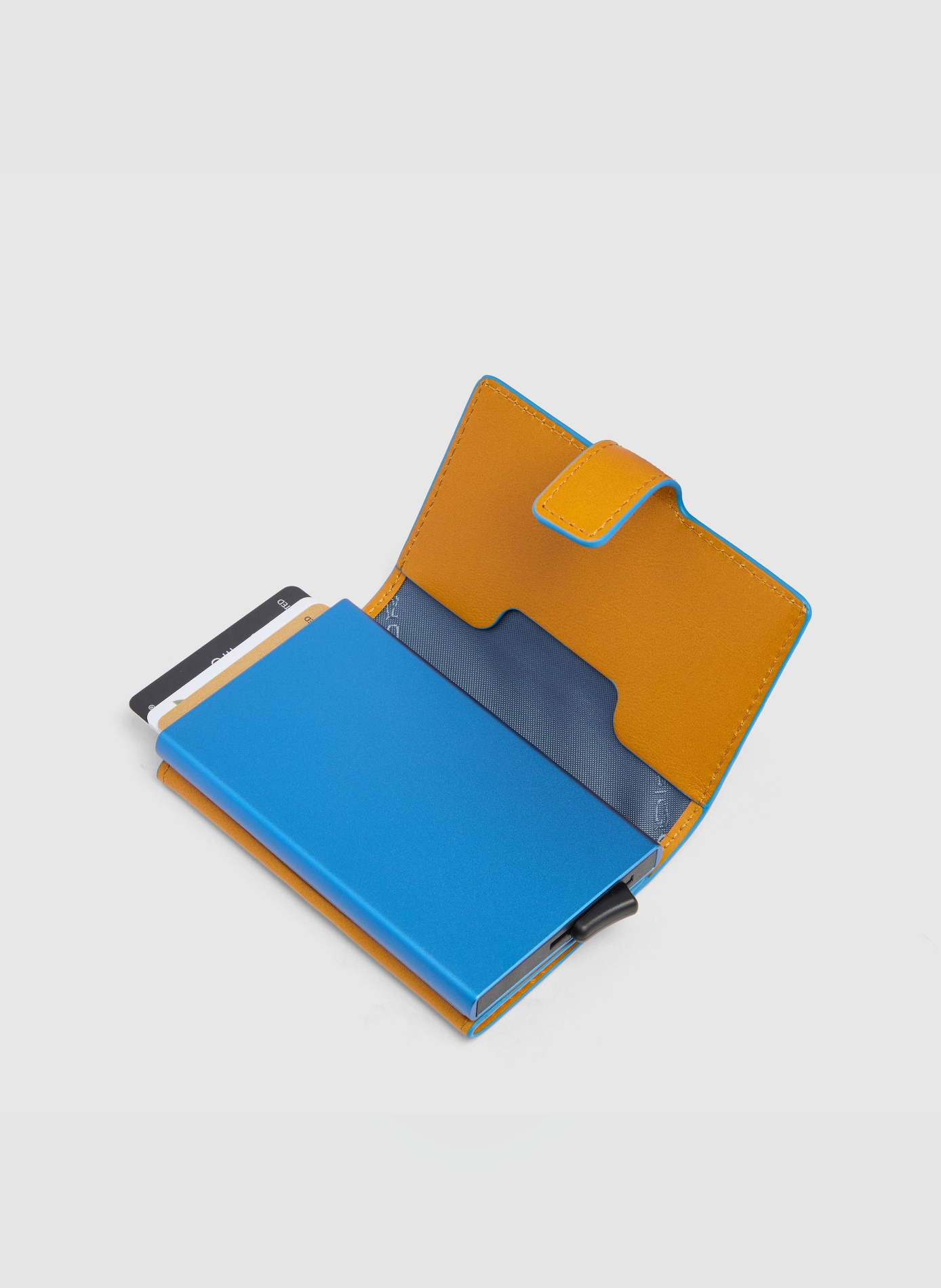 Pop-up metal and leather card holder PIQUADRO Yellow