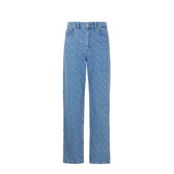 Jean droit monogrammé en coton organique mélangé