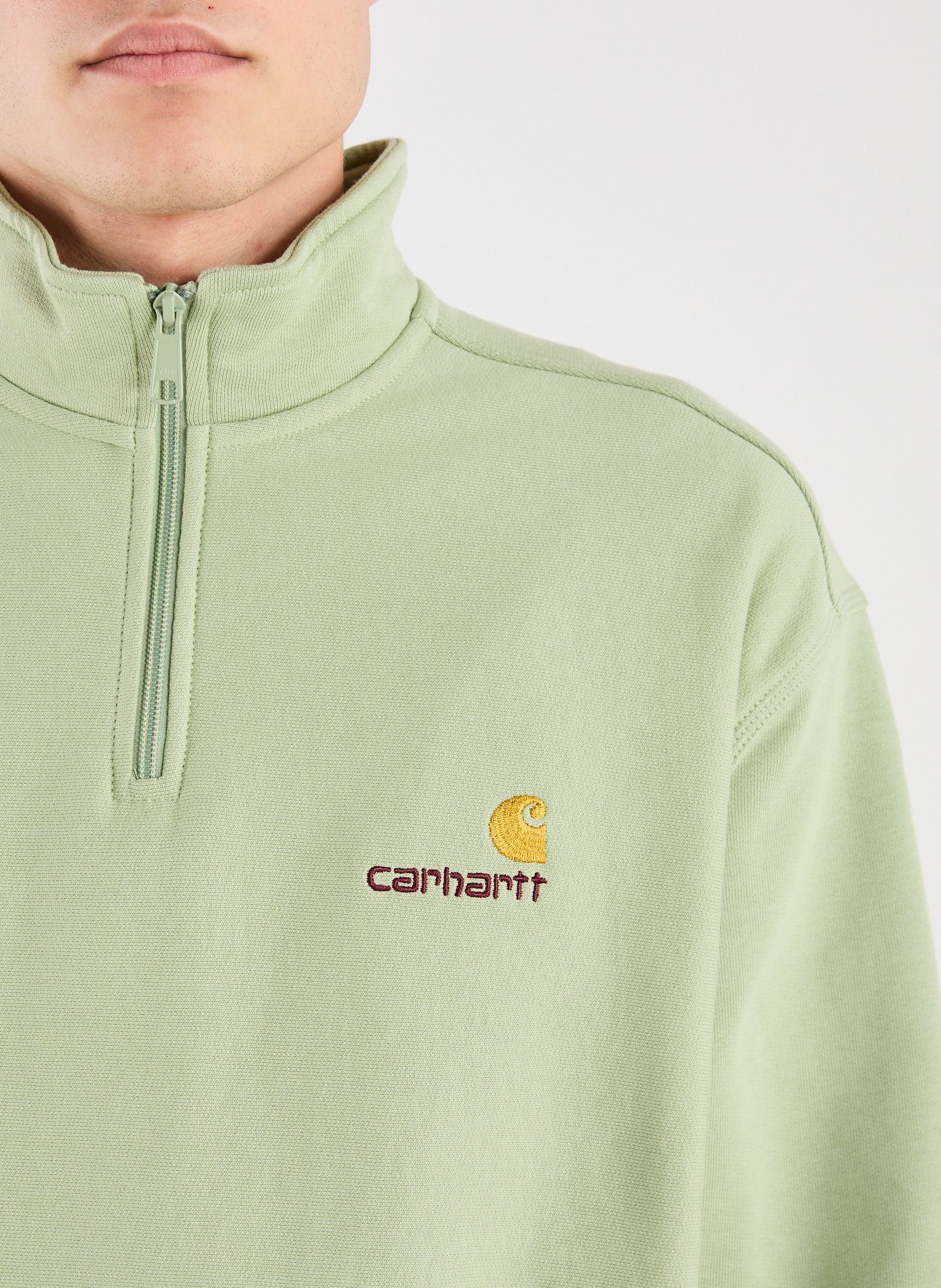 Sweatshirt col zippé en coton mélangé CARHARTT WIP Vert