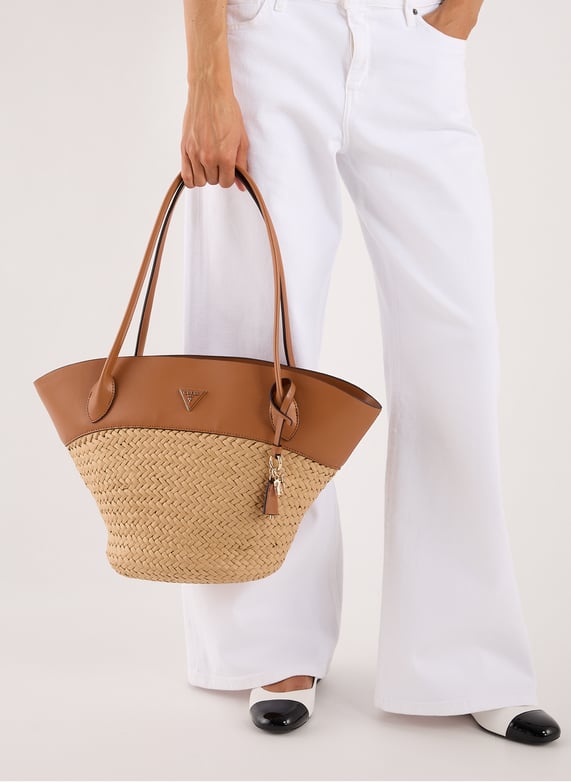 Venere woven raffia tote bag | Multicolour by GUESS Venere woven raffia tote bag Multicolour