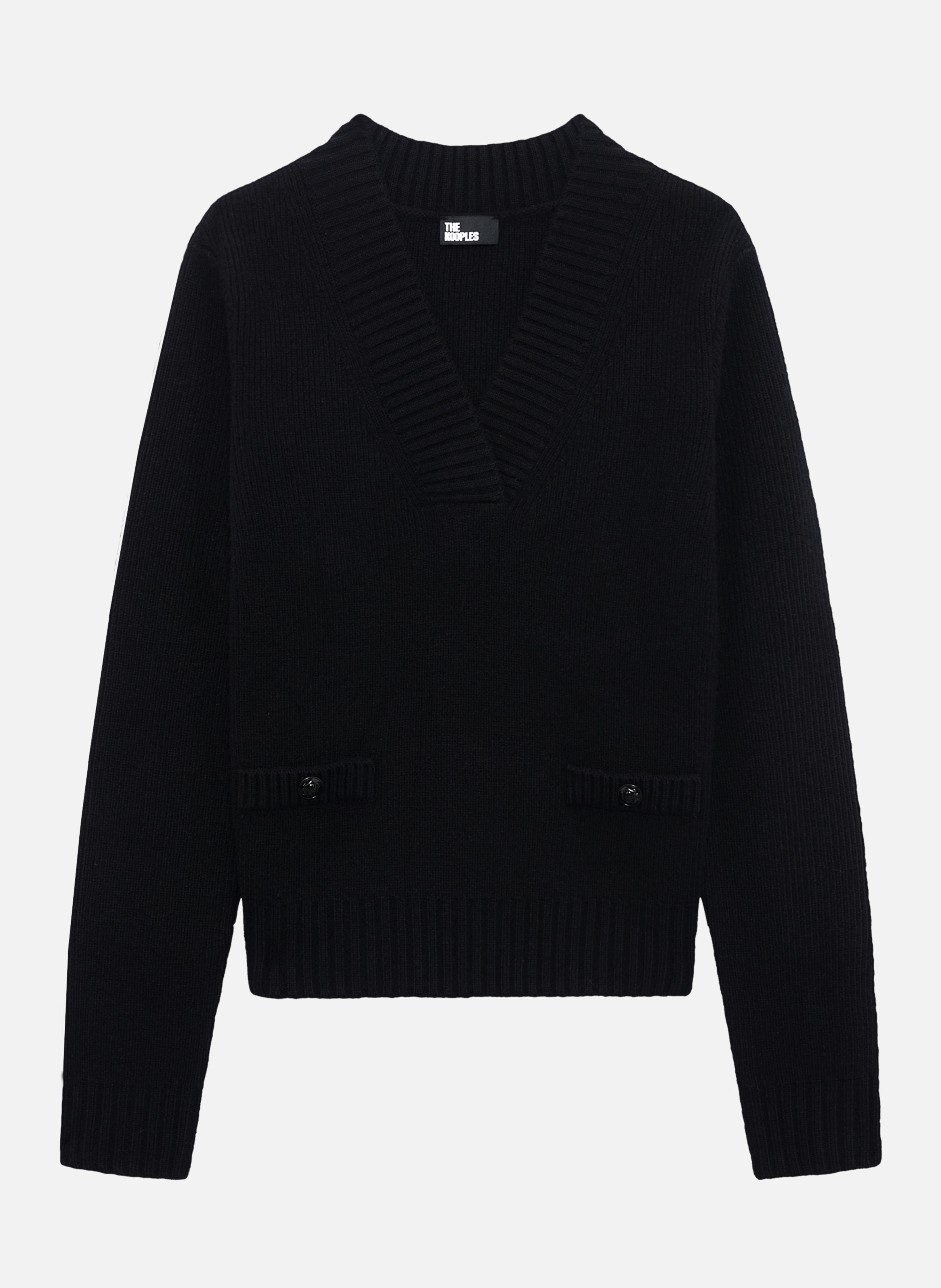 Pull col v en laine mérinos THE KOOPLES Noir