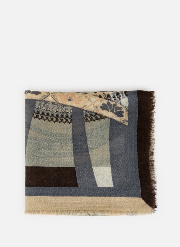 Printed wool and silk scarf Beige by PETRUSSE PETRUSSE Printed wool and silk scarf Beige