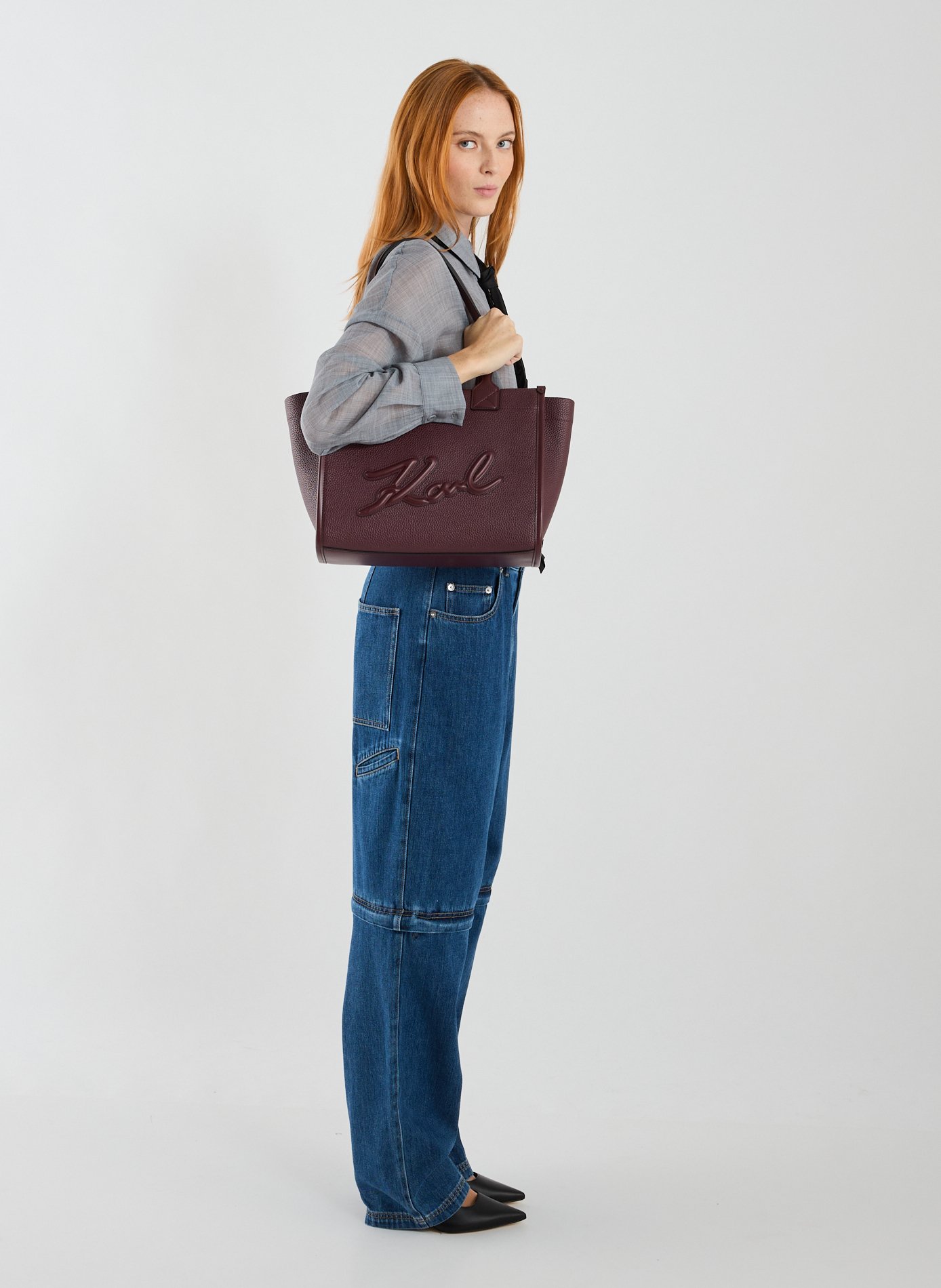 Sac épaule craquelé KARL LAGERFELD Rouge