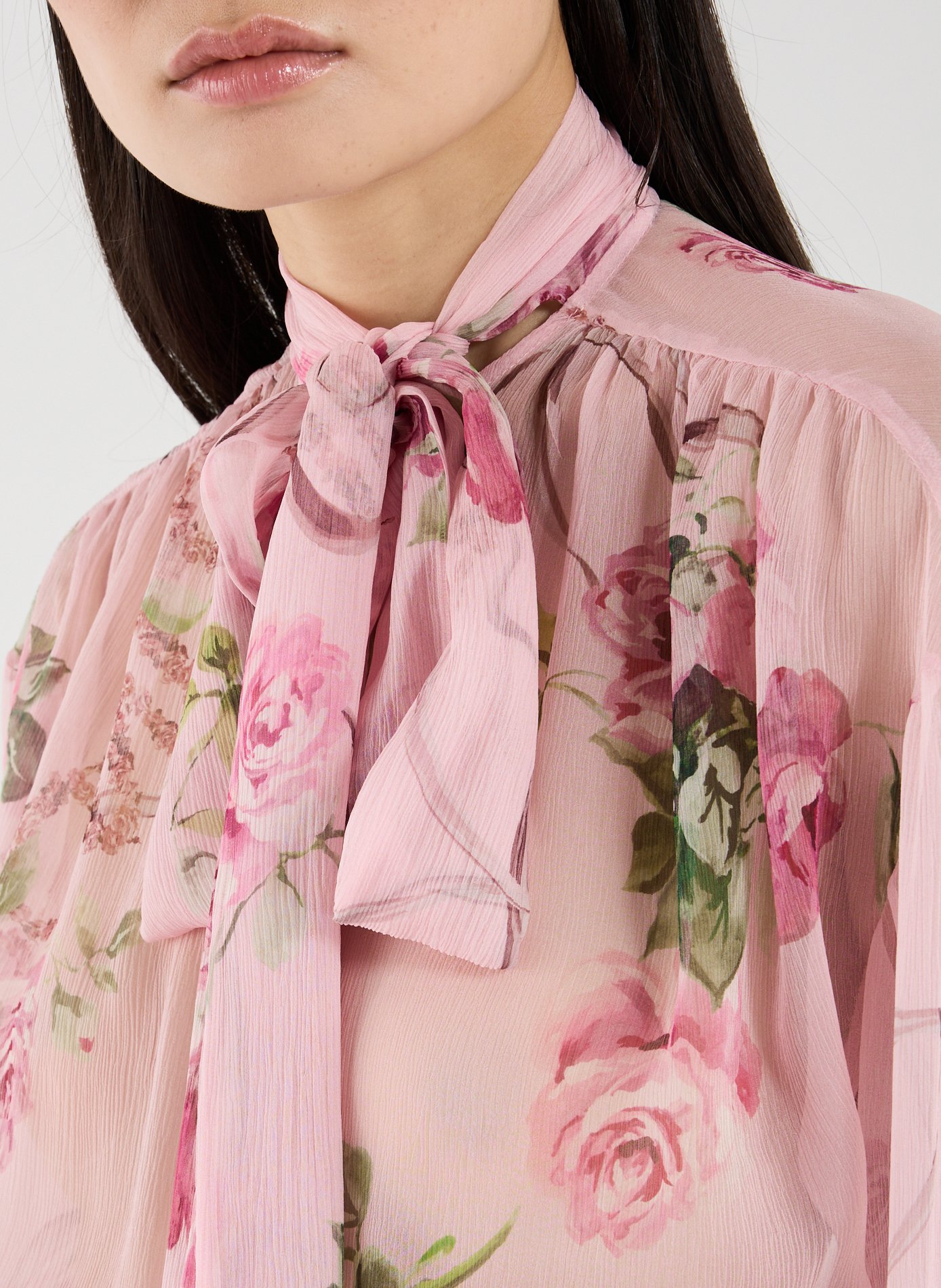 Floral print silk shirt BLUMARINE Pink