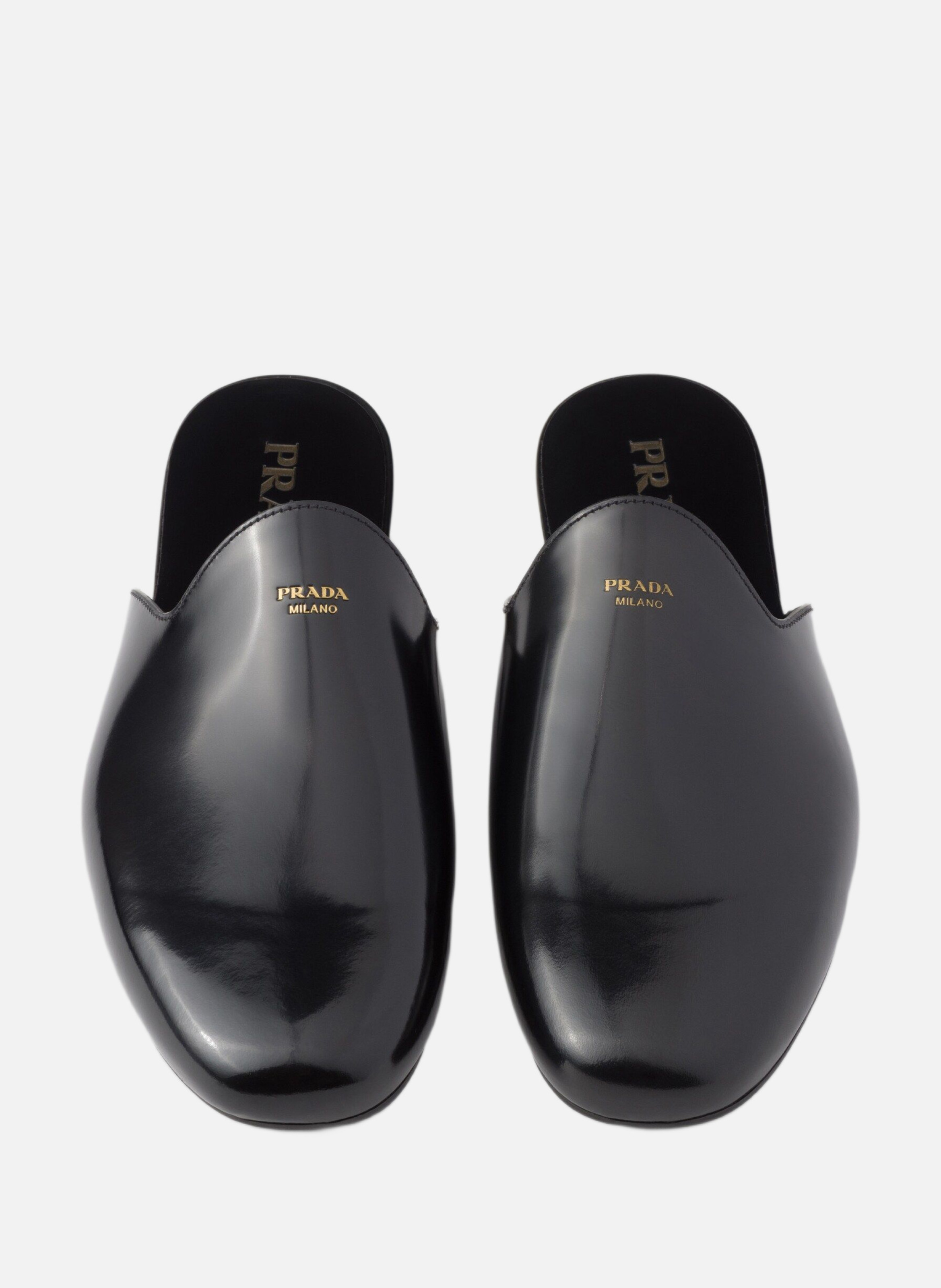 Pantoufles en cuir brossé PRADA Noir