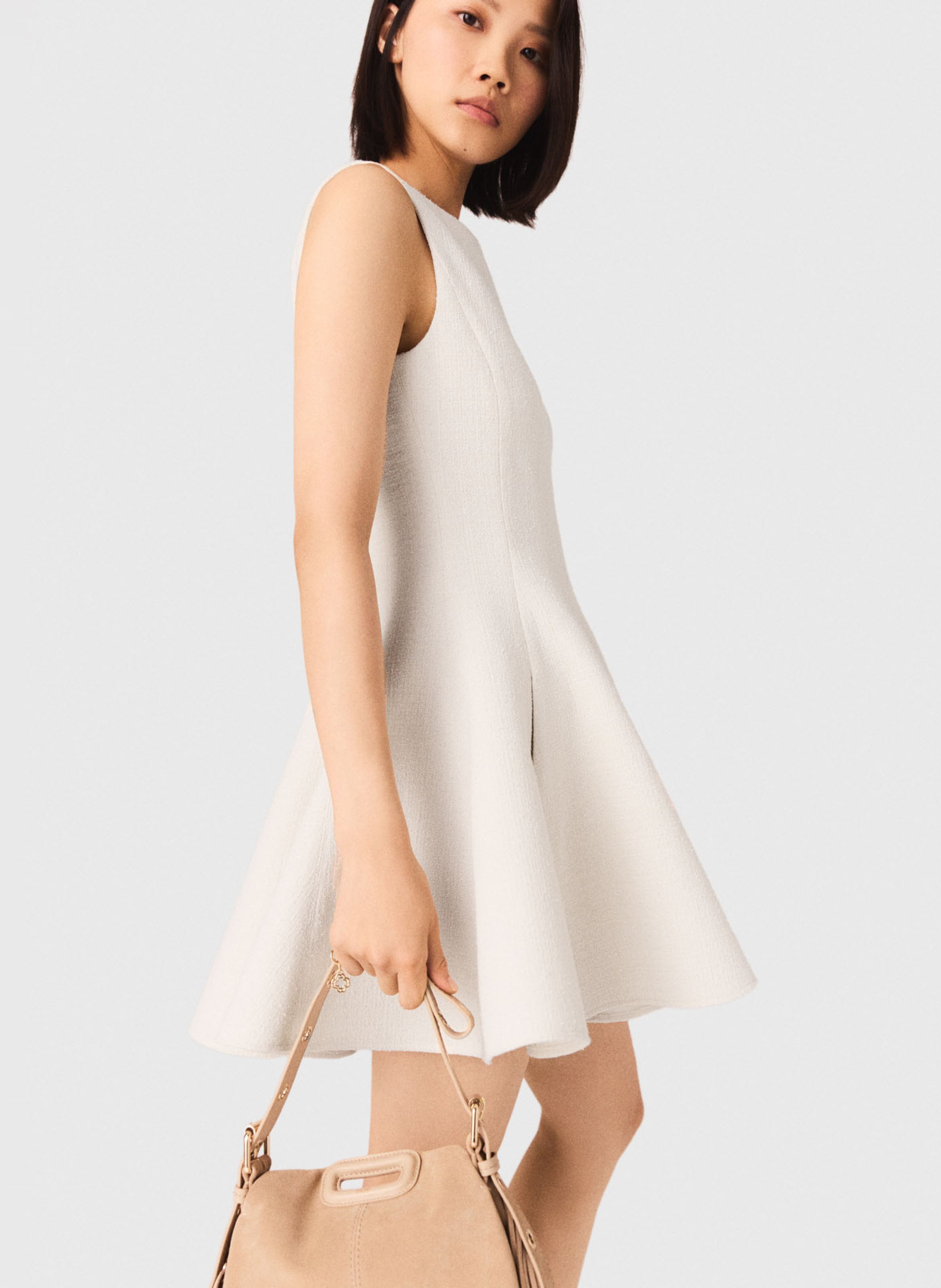 Robe col bateau en coton mélangé MAJE Beige