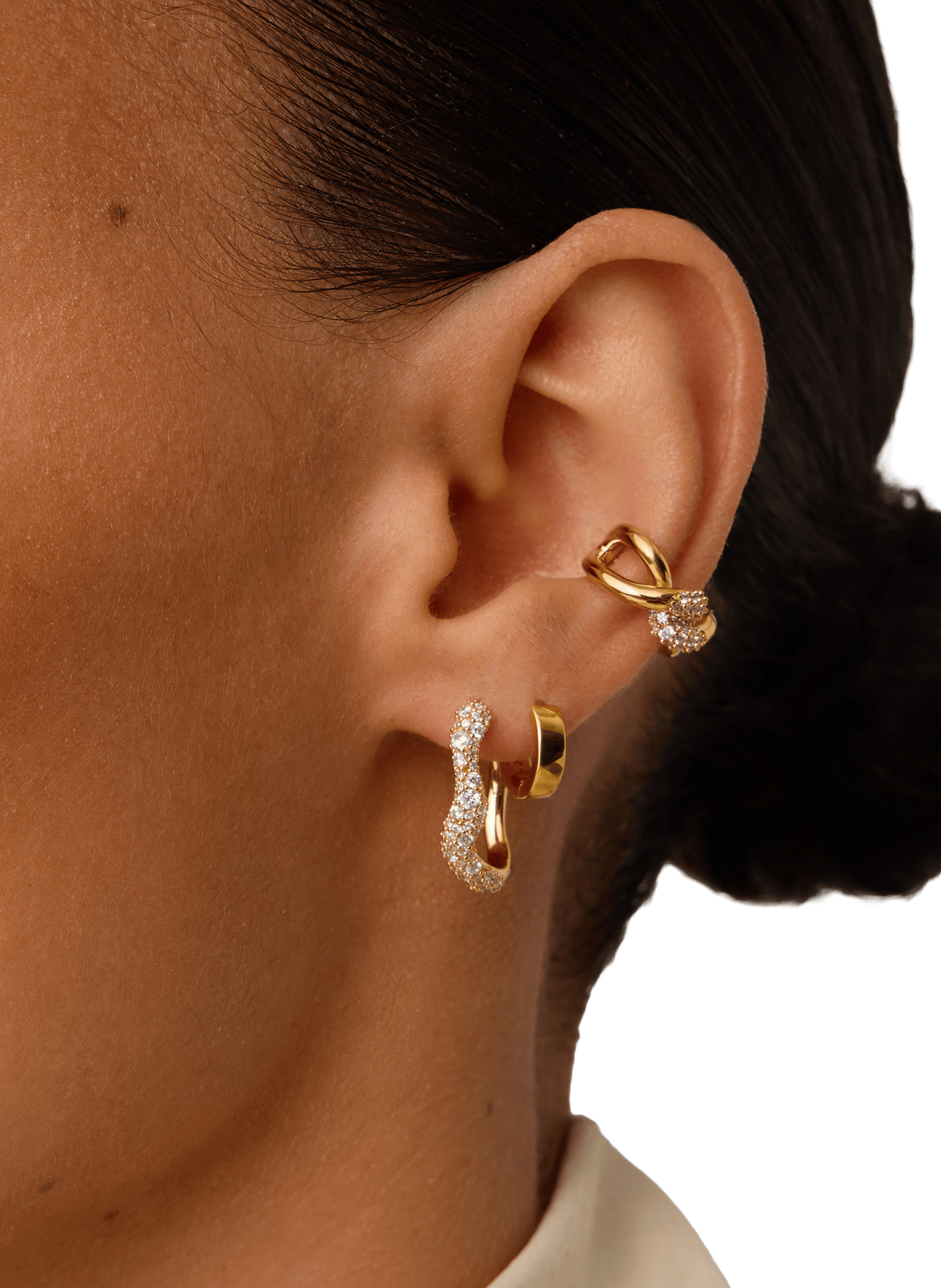 Wavy Molten Snow earrings in mixed silver and gold plated MISSOMA Golden