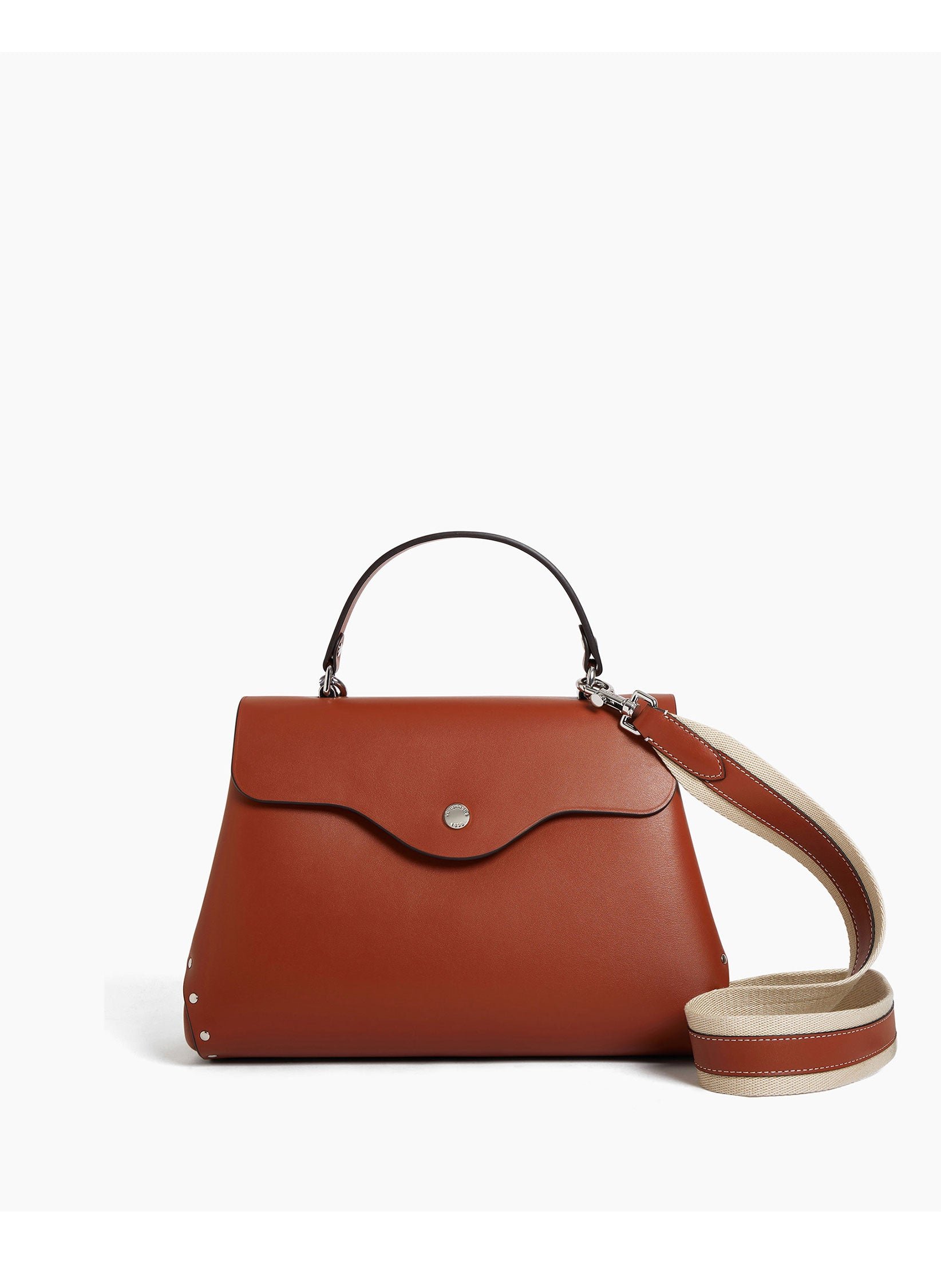 Sac à main moyen modèle sans couture en cuir lisse  Marron mahogany