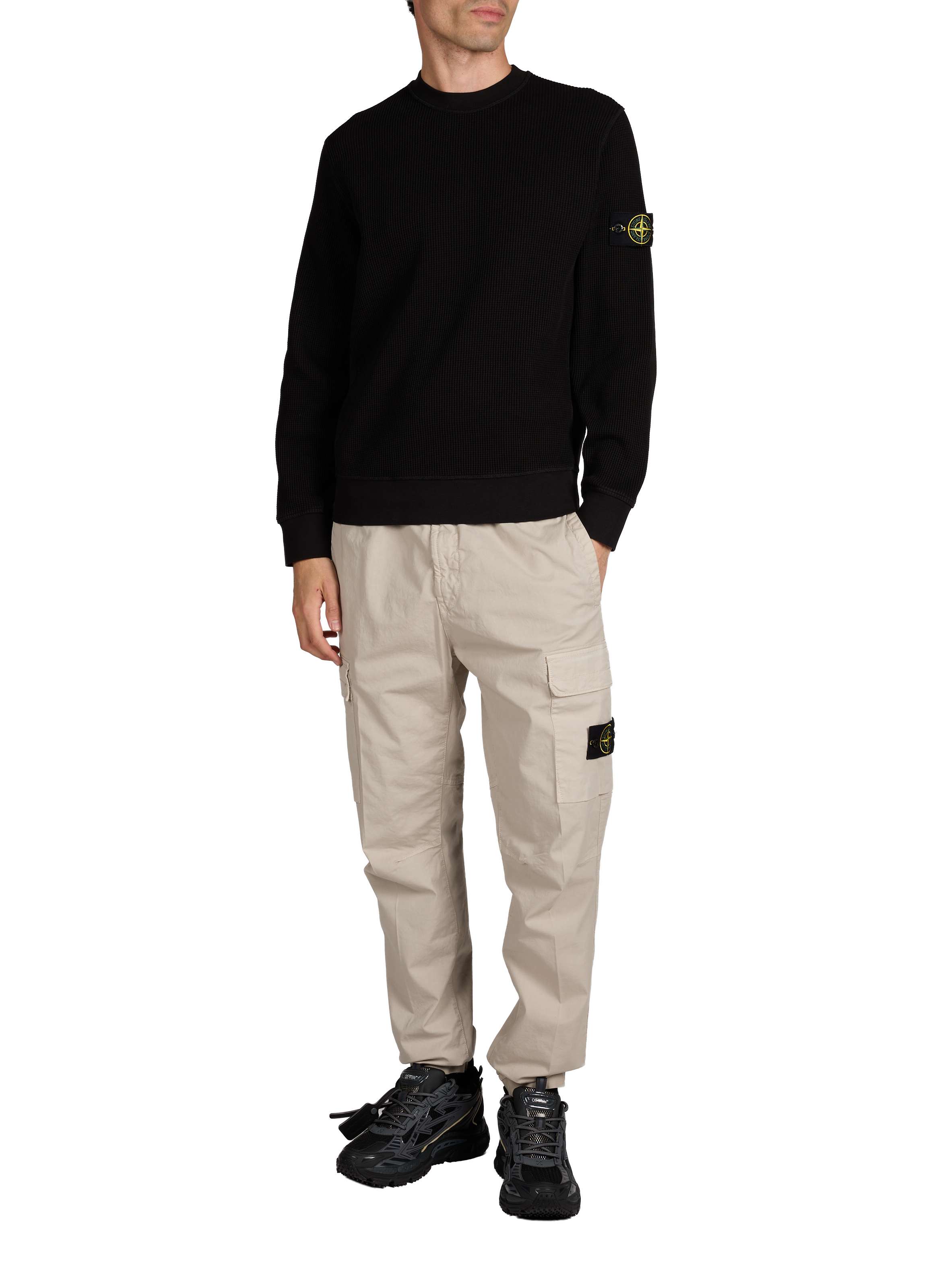Sweatshirt texturé en coton mélangé STONE ISLAND Noir