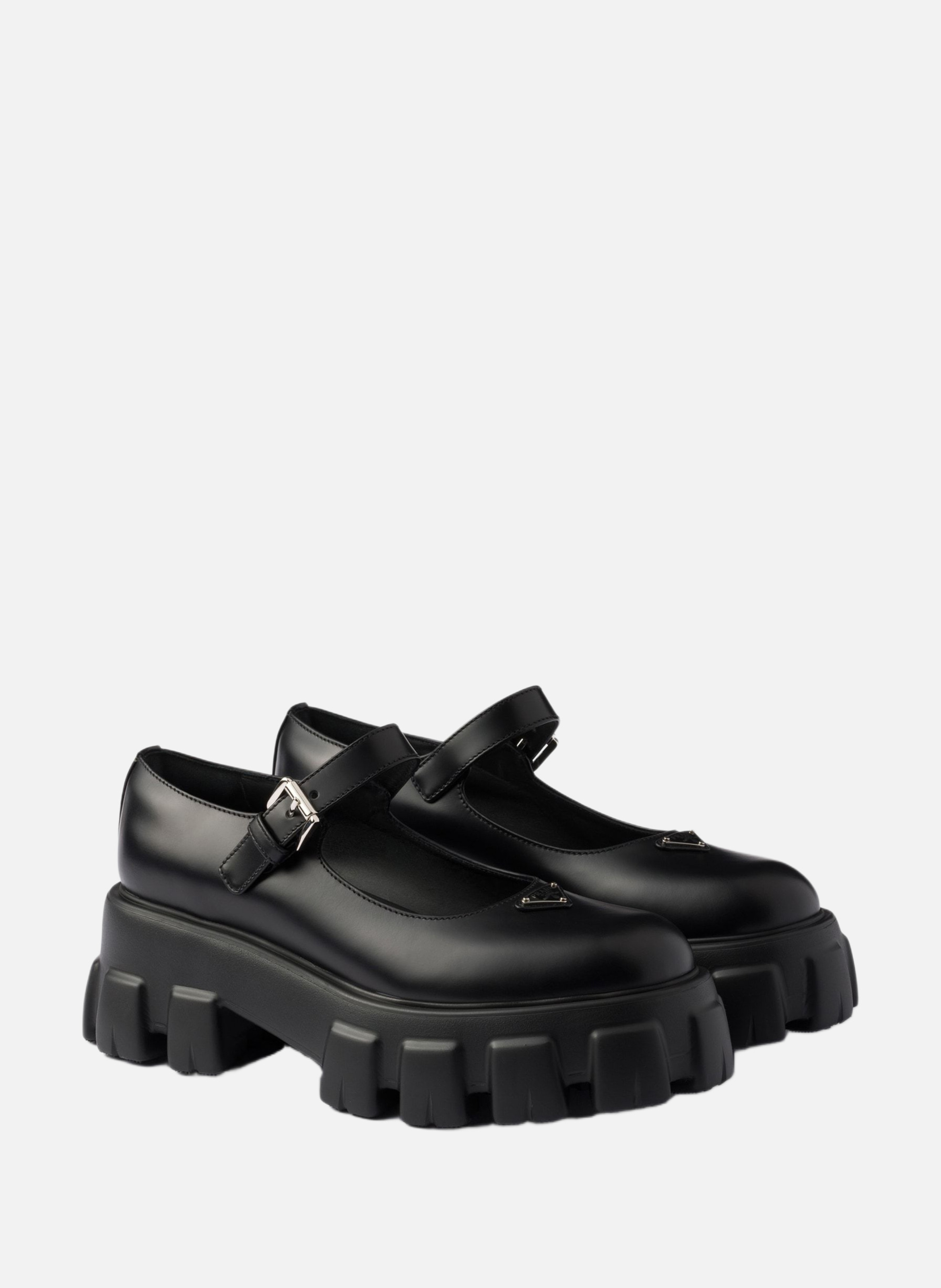 Mary janes monolith en cuir brossé PRADA Noir