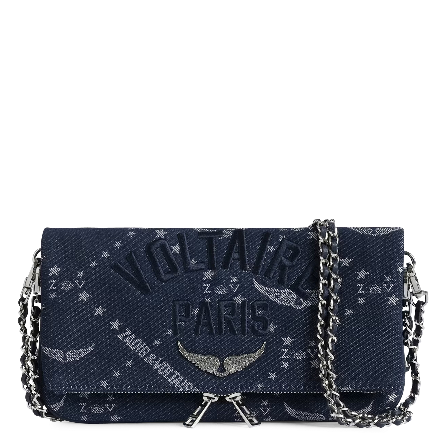 Pochette en denim monogramme rock ZADIG&VOLTAIRE Bleu