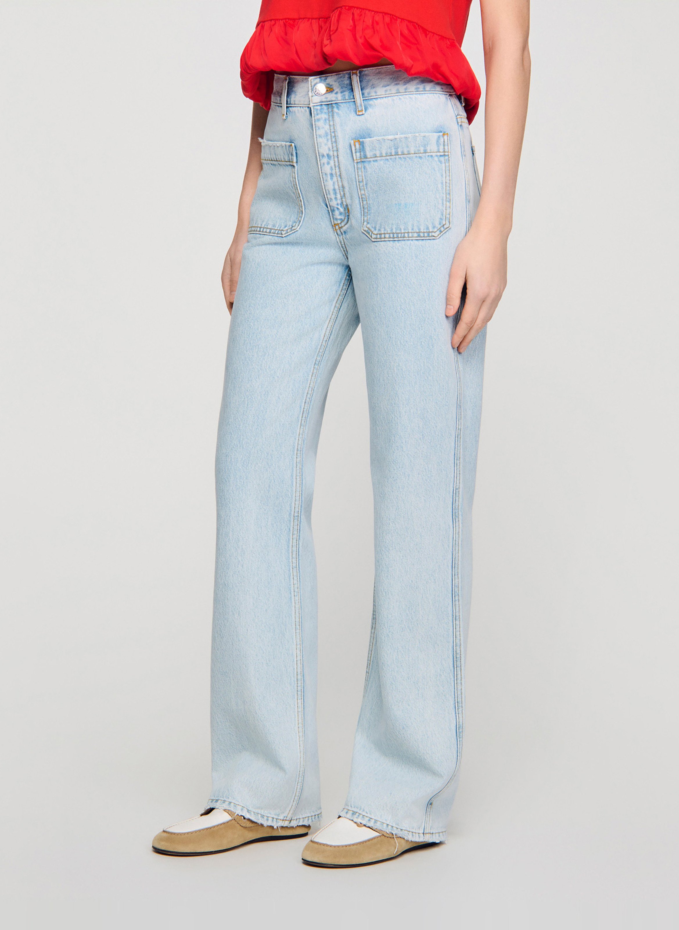 Jean droit en coton SANDRO Bleu