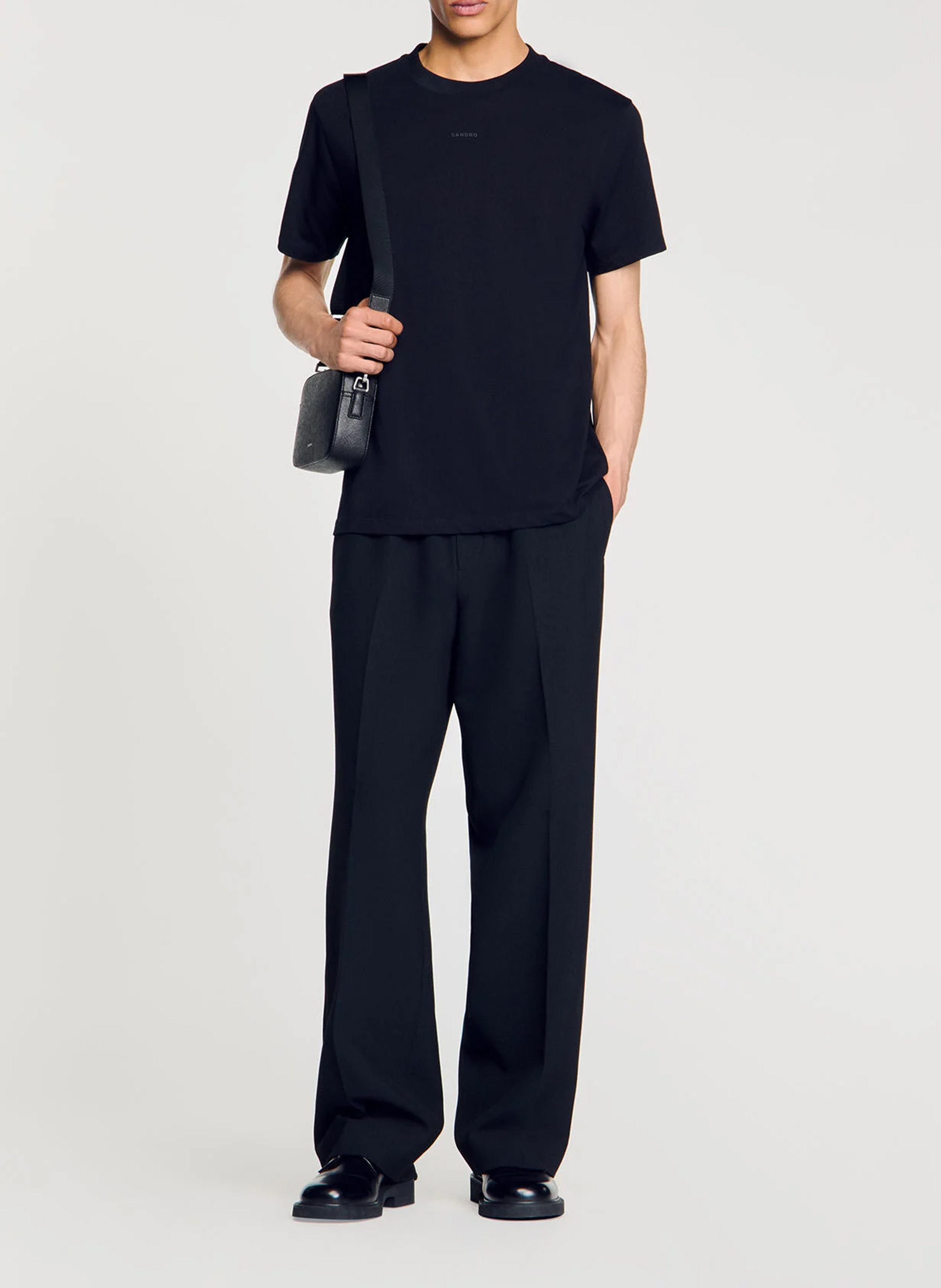 Tee-shirt droit en coton SANDRO Noir