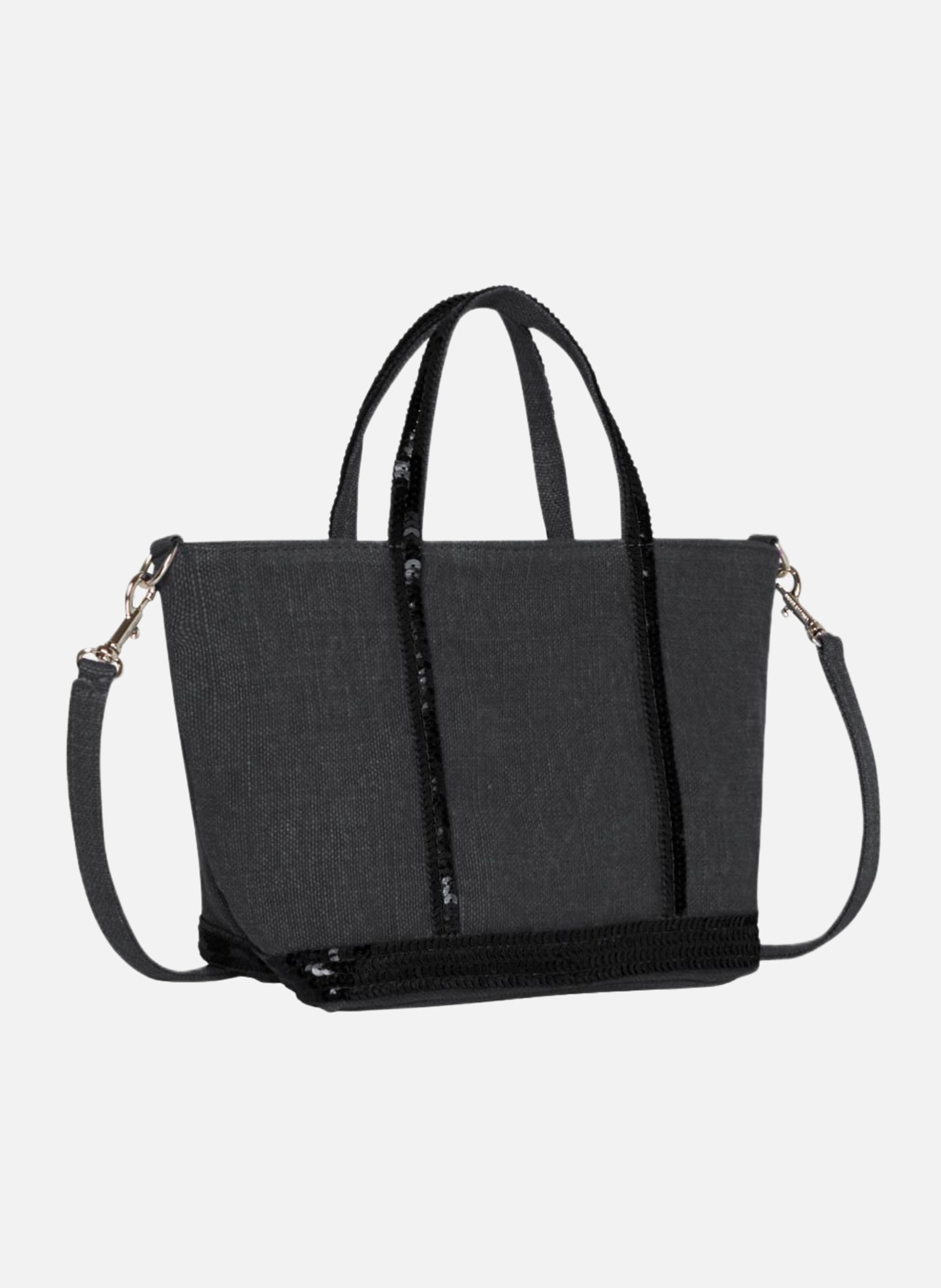 Cabas xs zippé en lin Noir