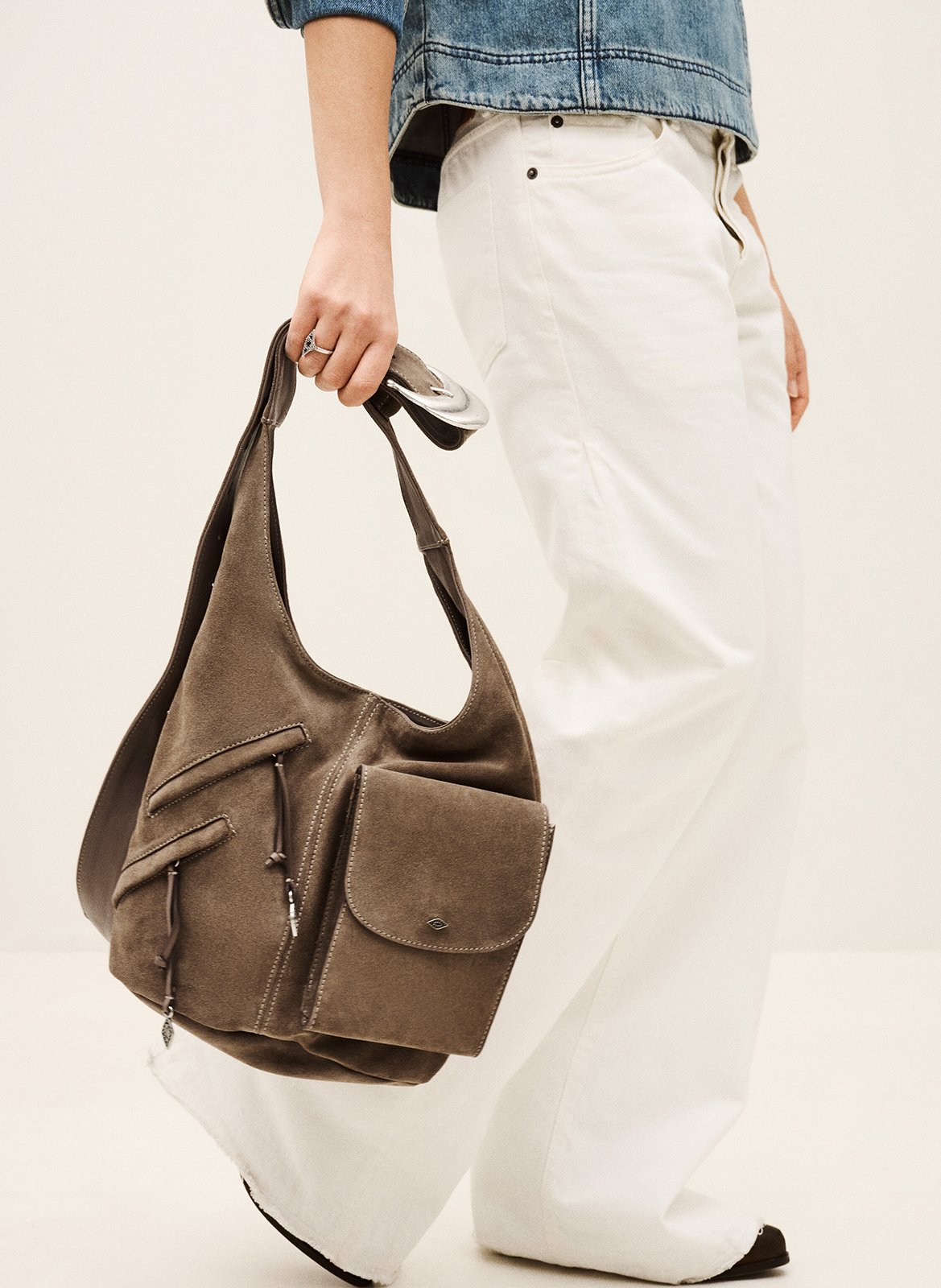 Sac bandoulière en cuir youyou BA&SH Marron