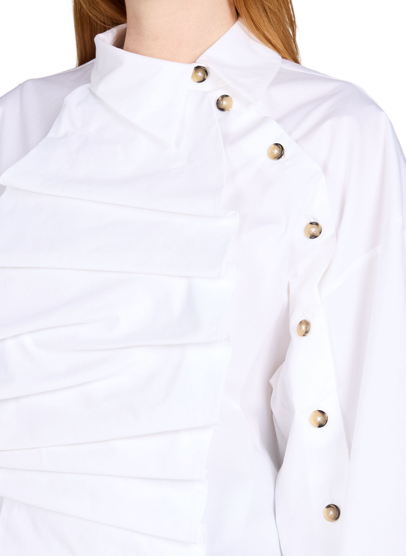 Camisa con volantes de algodón mezclado A.W.A.K.E. MODE Blanco
