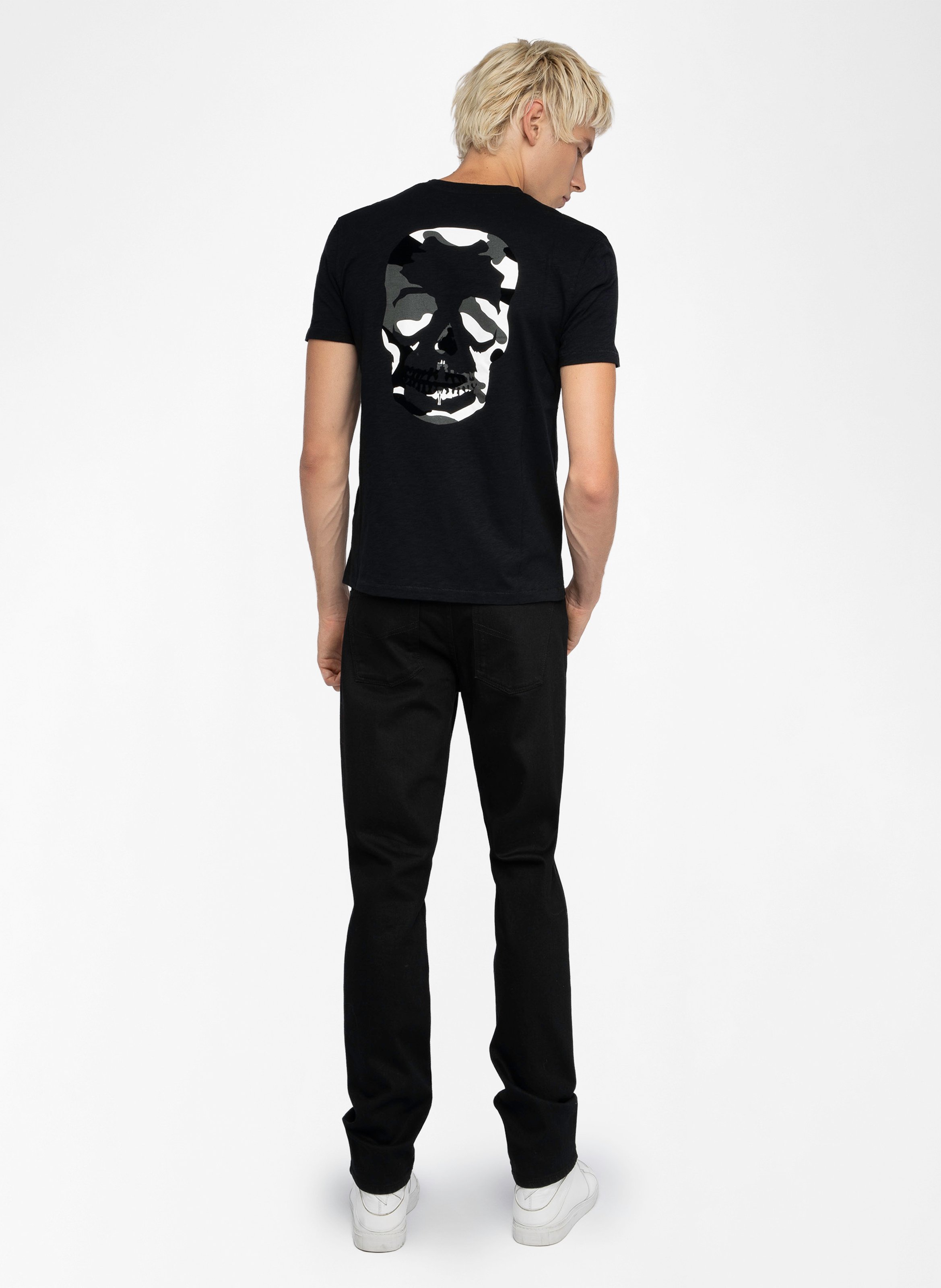 Tee-shirt droit col rond sérigraphié en coton stockholm ZADIG&VOLTAIRE Noir