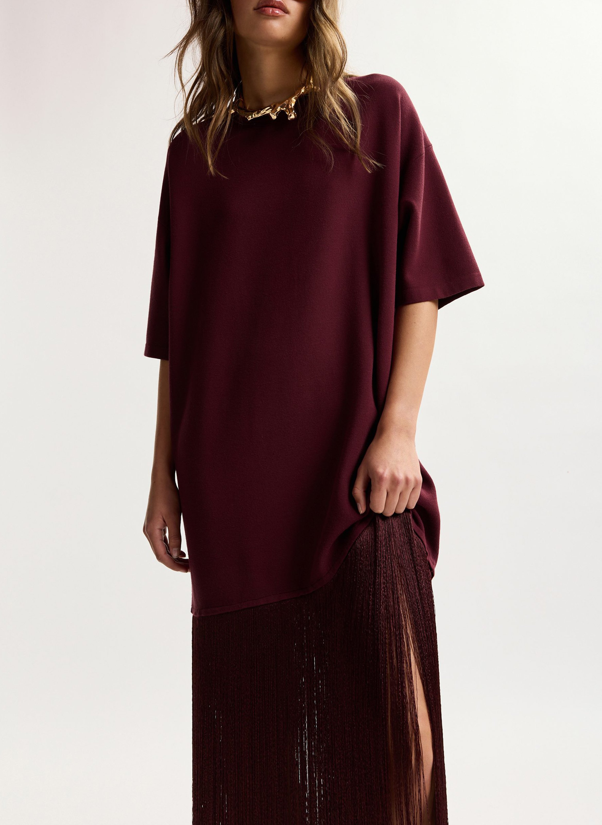 Robe courte col rond à franges keremony ESSENTIEL ANTWERP Rouge